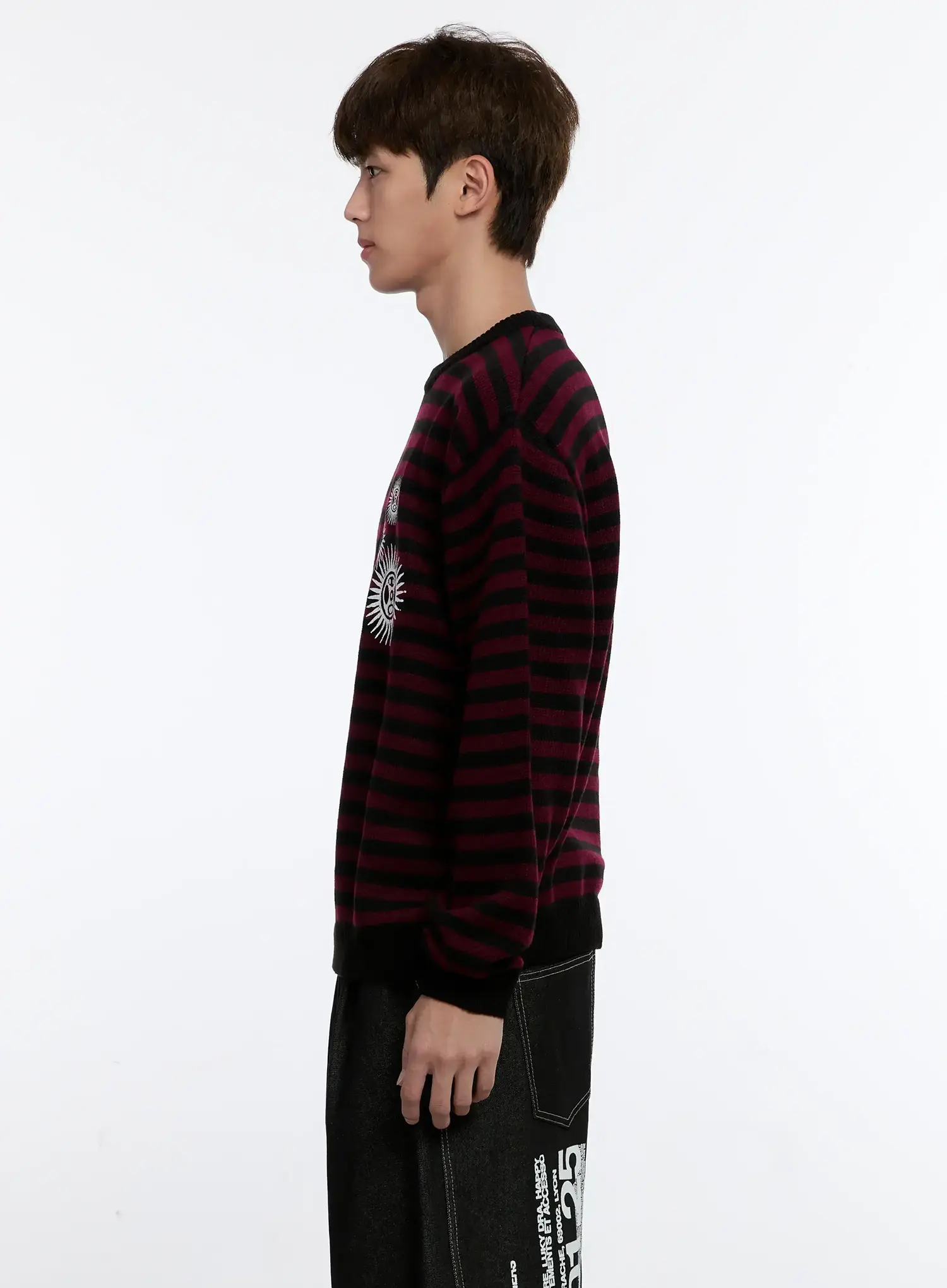 Men's Sunburst Striped Knit Sweater IS529 - Image 5