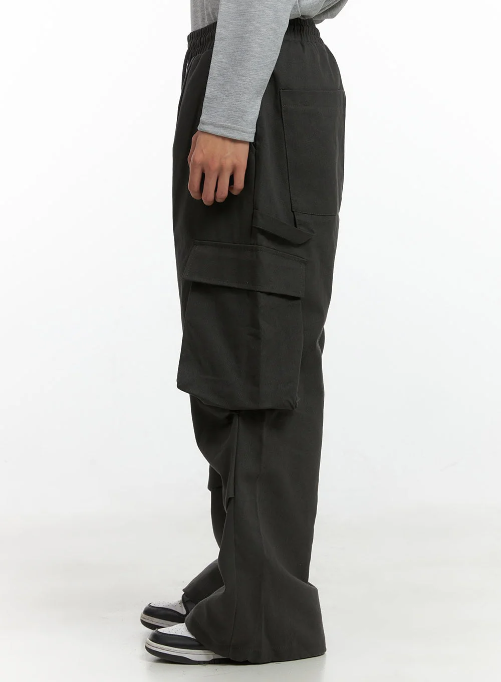 Men's Super Wide Cargo Pants (Dark Gray) IO417 - Image 5