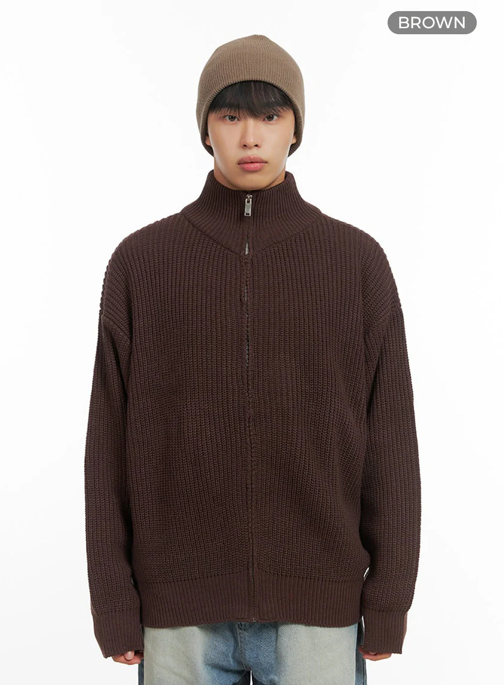 Men's Turtle Neck Cable Zip-Up Knit IO420 - Image 14