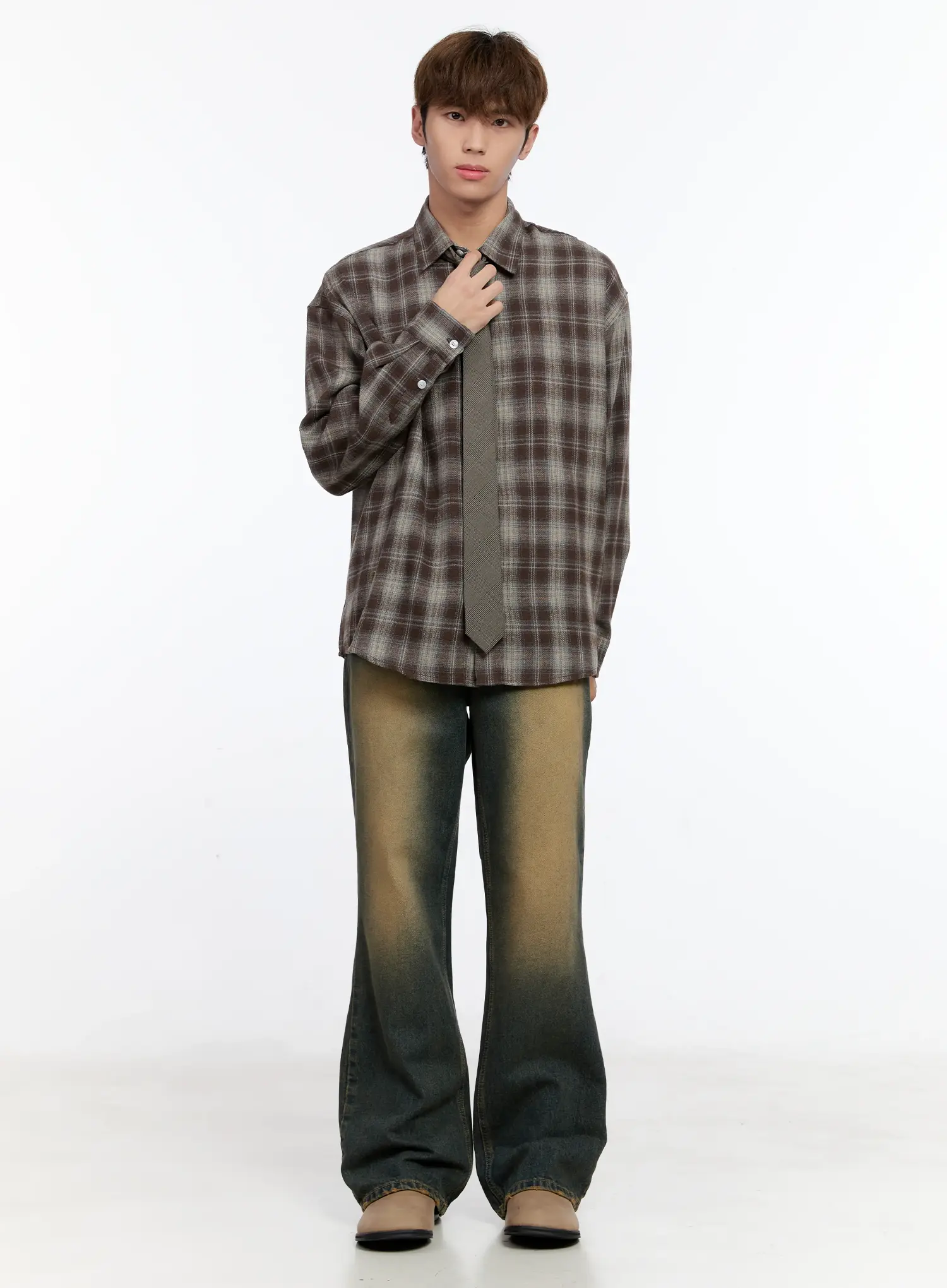 Men's Two-Tone Flare Jeans IN512 - Image 11