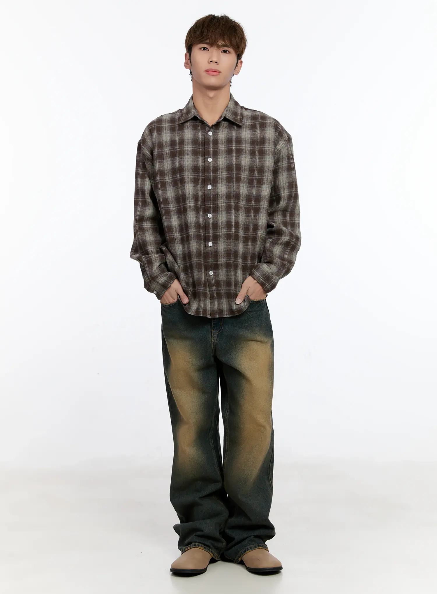 Men's Two-Tone Flare Jeans IN512 - Image 12