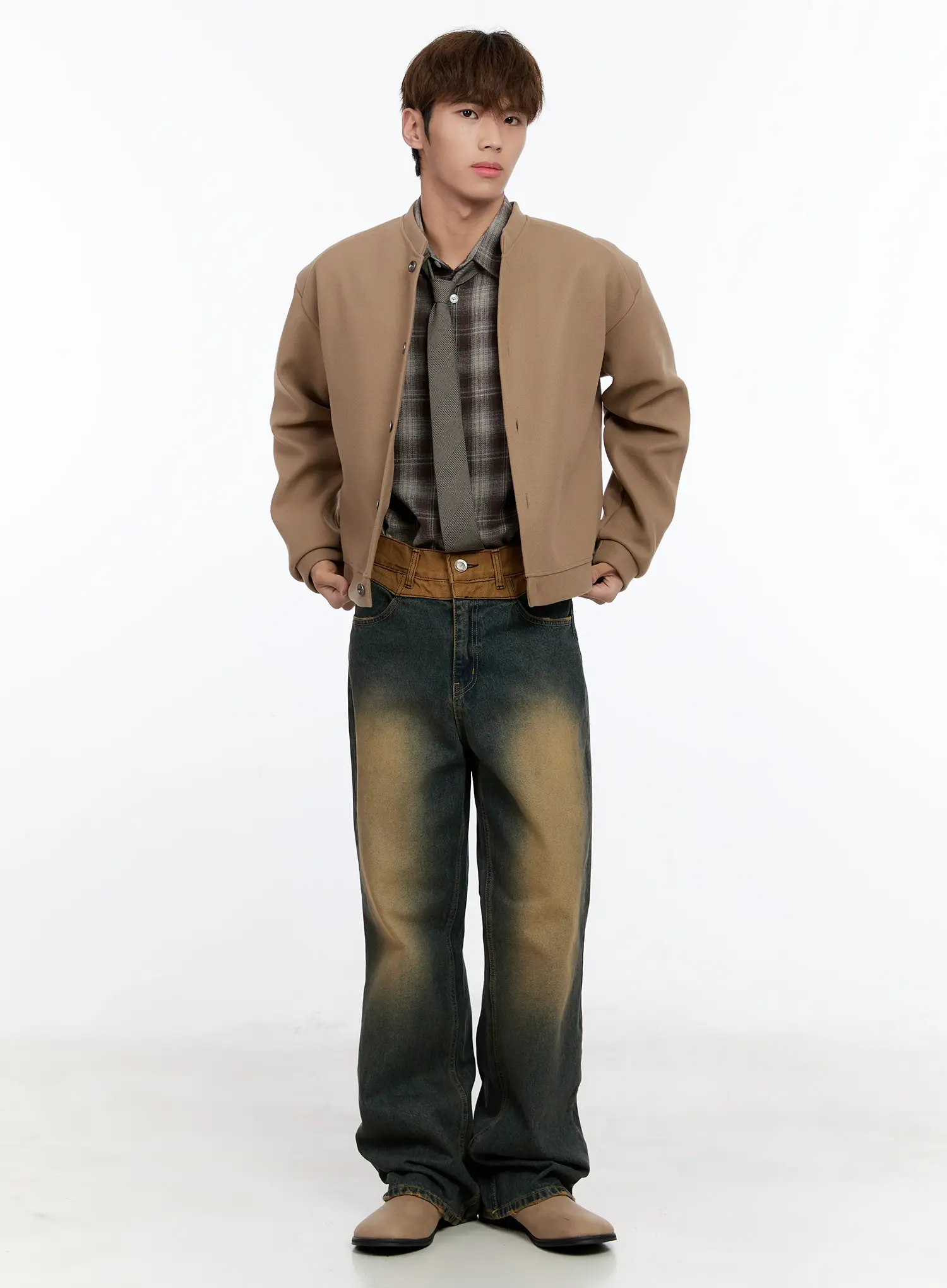 Men's Two-Tone Flare Jeans IN512 - Image 2