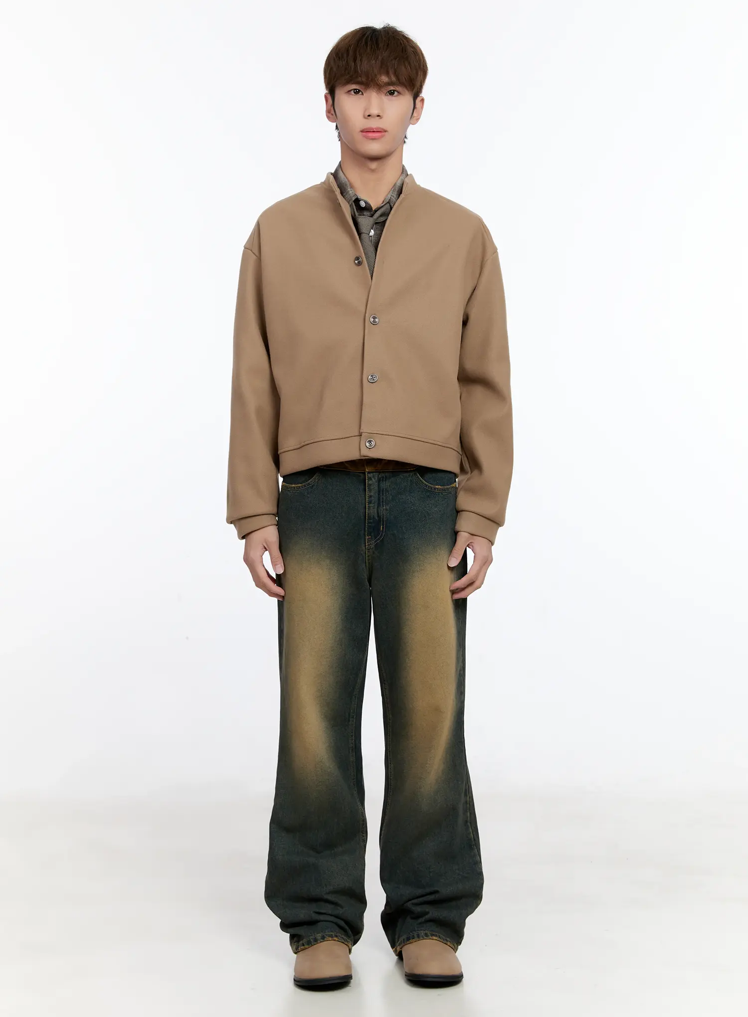 Men's Two-Tone Flare Jeans IN512 - Image 3