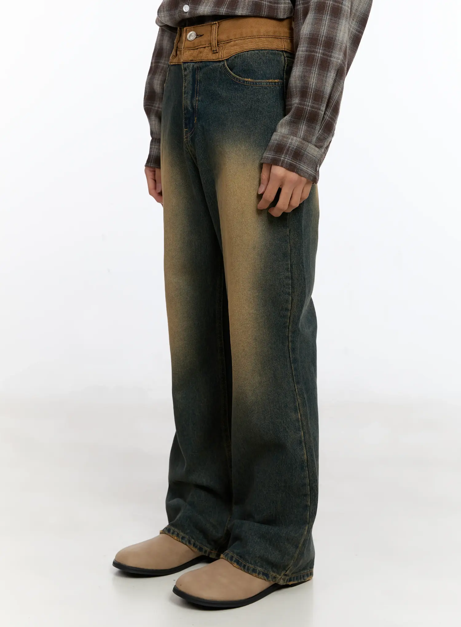 Men's Two-Tone Flare Jeans IN512 - Image 4