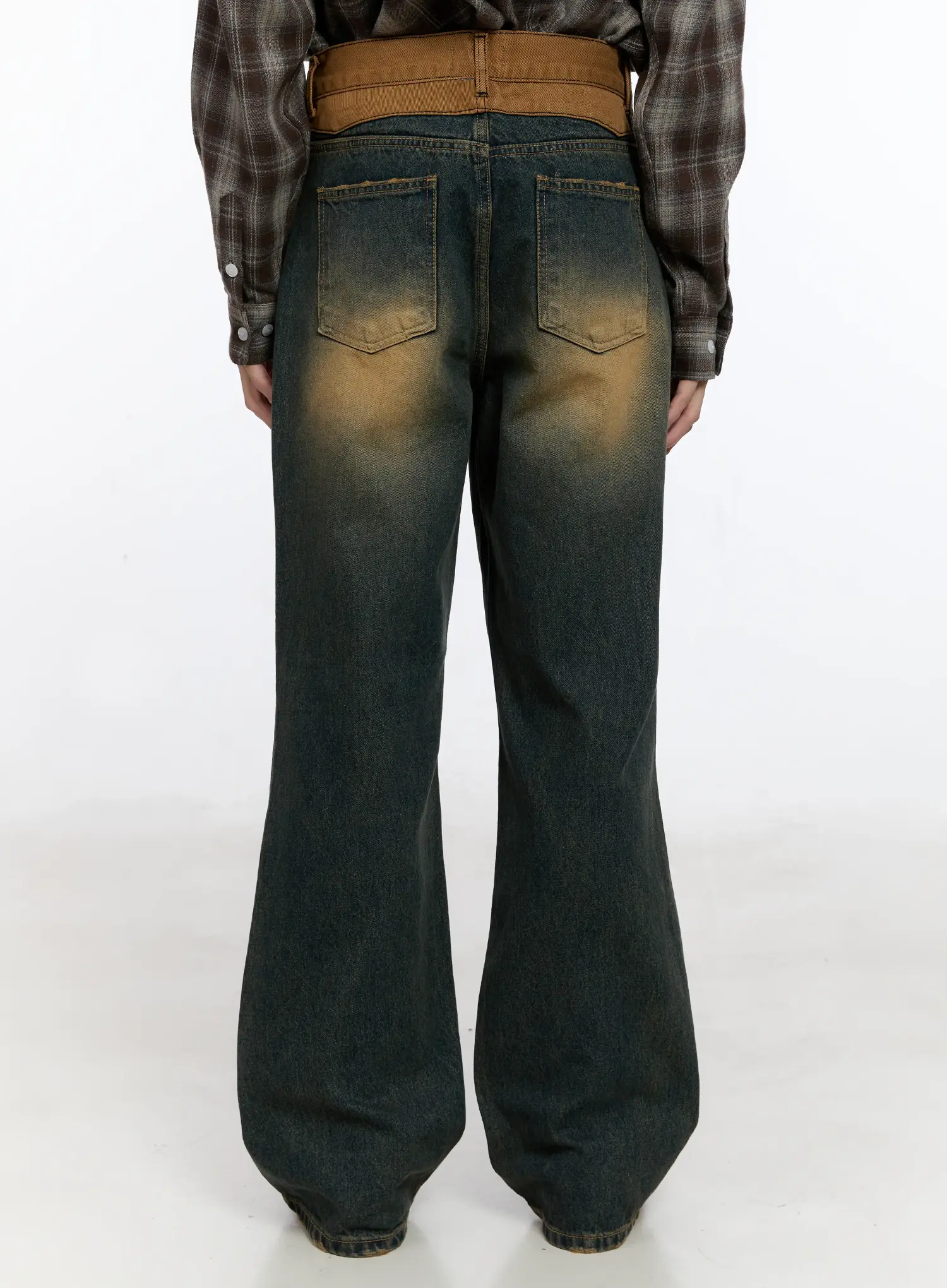 Men's Two-Tone Flare Jeans IN512 - Image 7