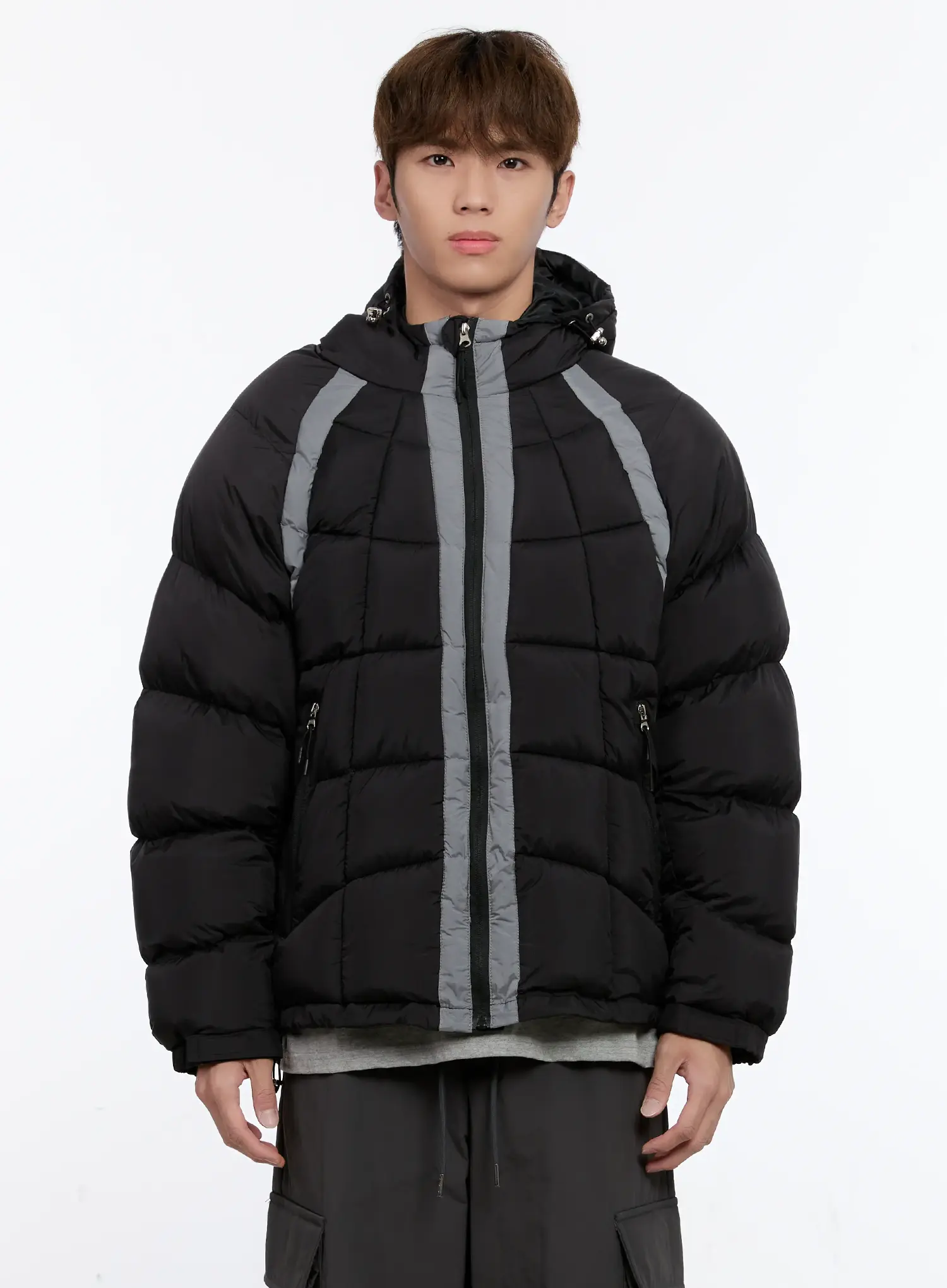 Men's Two-Tone Puffer Jacket IN512 - Image 12