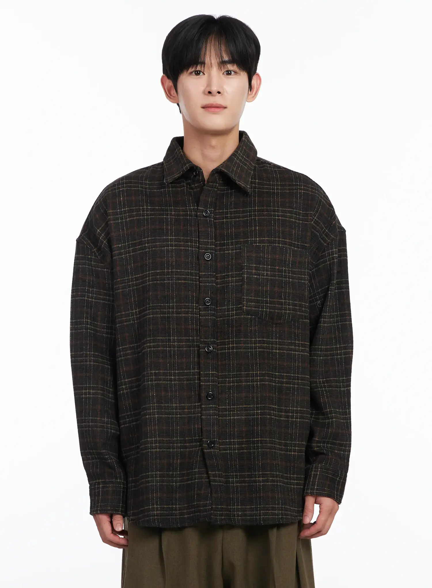 Men's Ueban Wool Checkered Long Sleeve Jacket IJ521 - Image 11