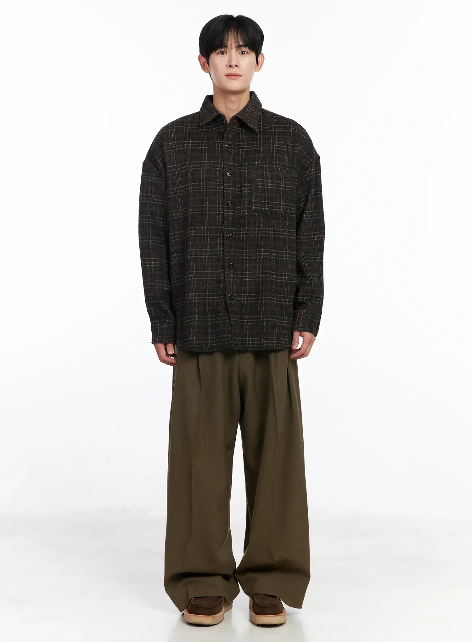 Men's Ueban Wool Checkered Long Sleeve Jacket IJ521 - Image 3