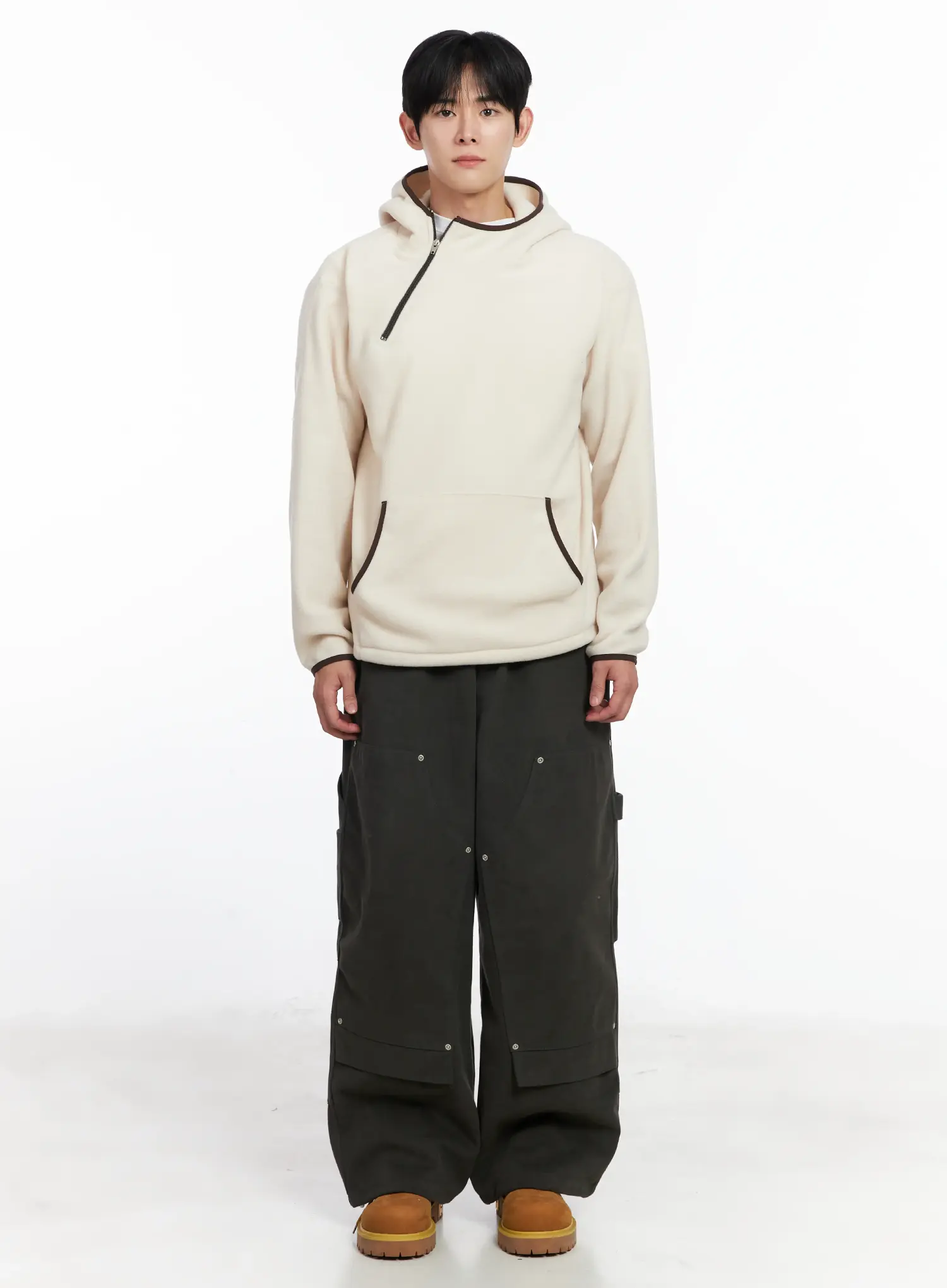 Men's Unique Zipper Fleece Hoodie IJ521 - Image 3