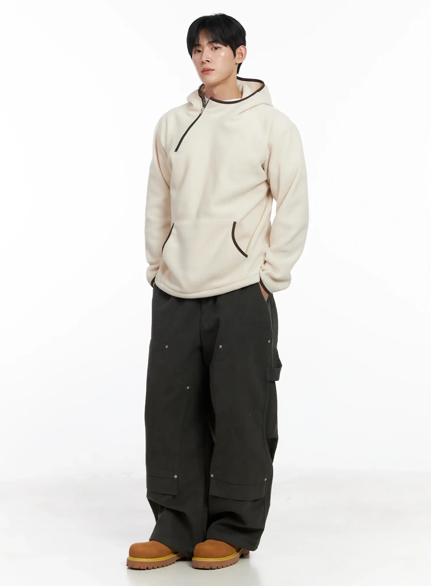 Men's Unique Zipper Fleece Hoodie IJ521 - Image 9