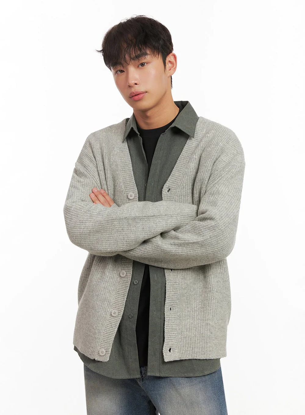 Men's V-Neck Buttoned Knit Cardigan ID431 - Image 3