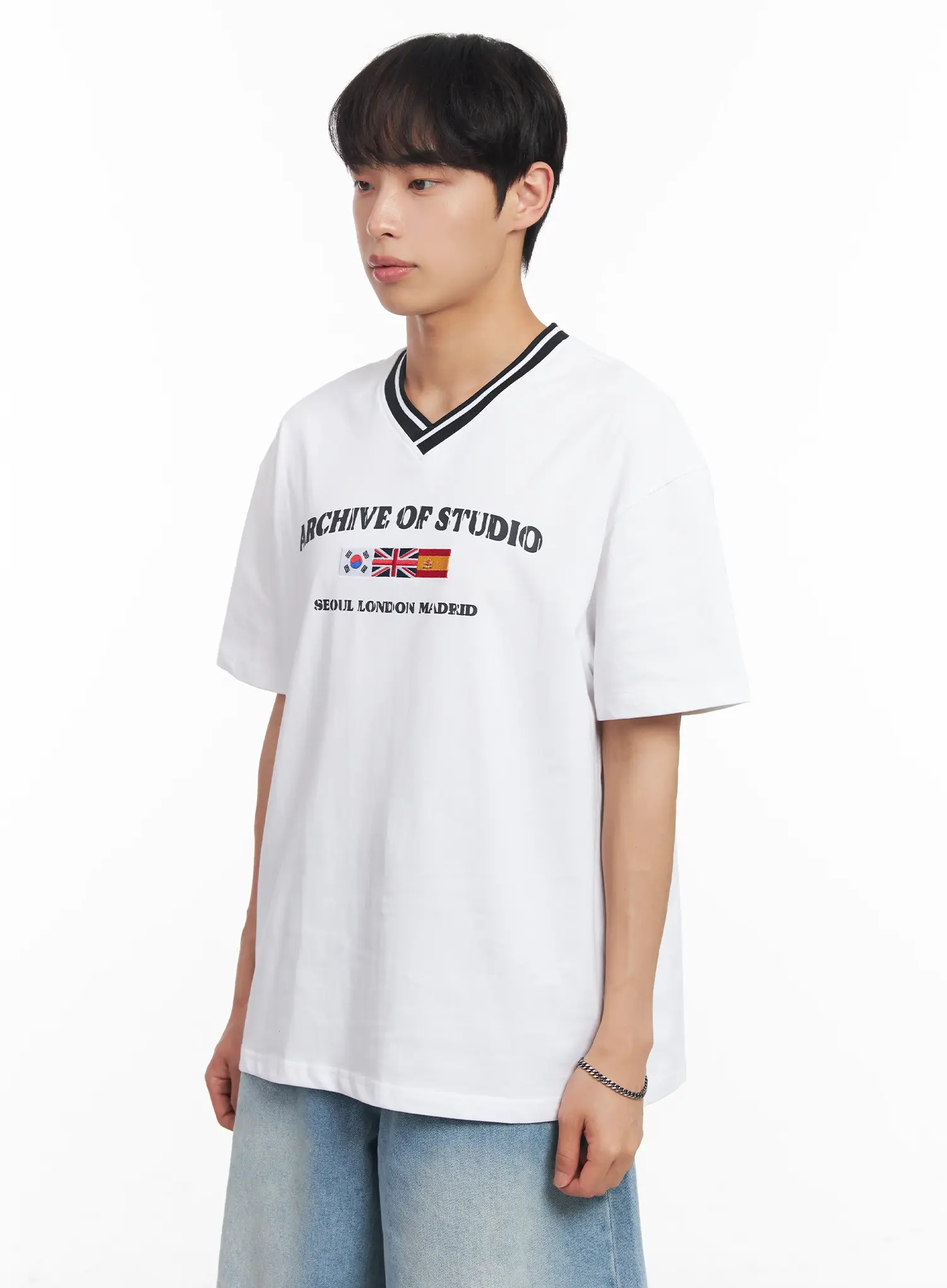 Men's V-Neck Two-Tone Tee IU518 - Image 5