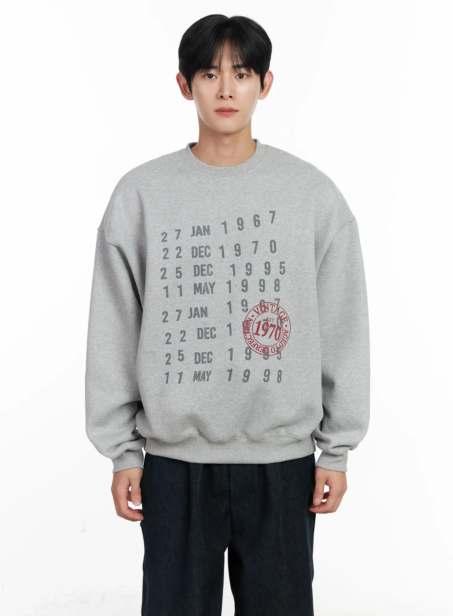Men's Vintage Date Print Sweatshirt IJ521 - Image 11