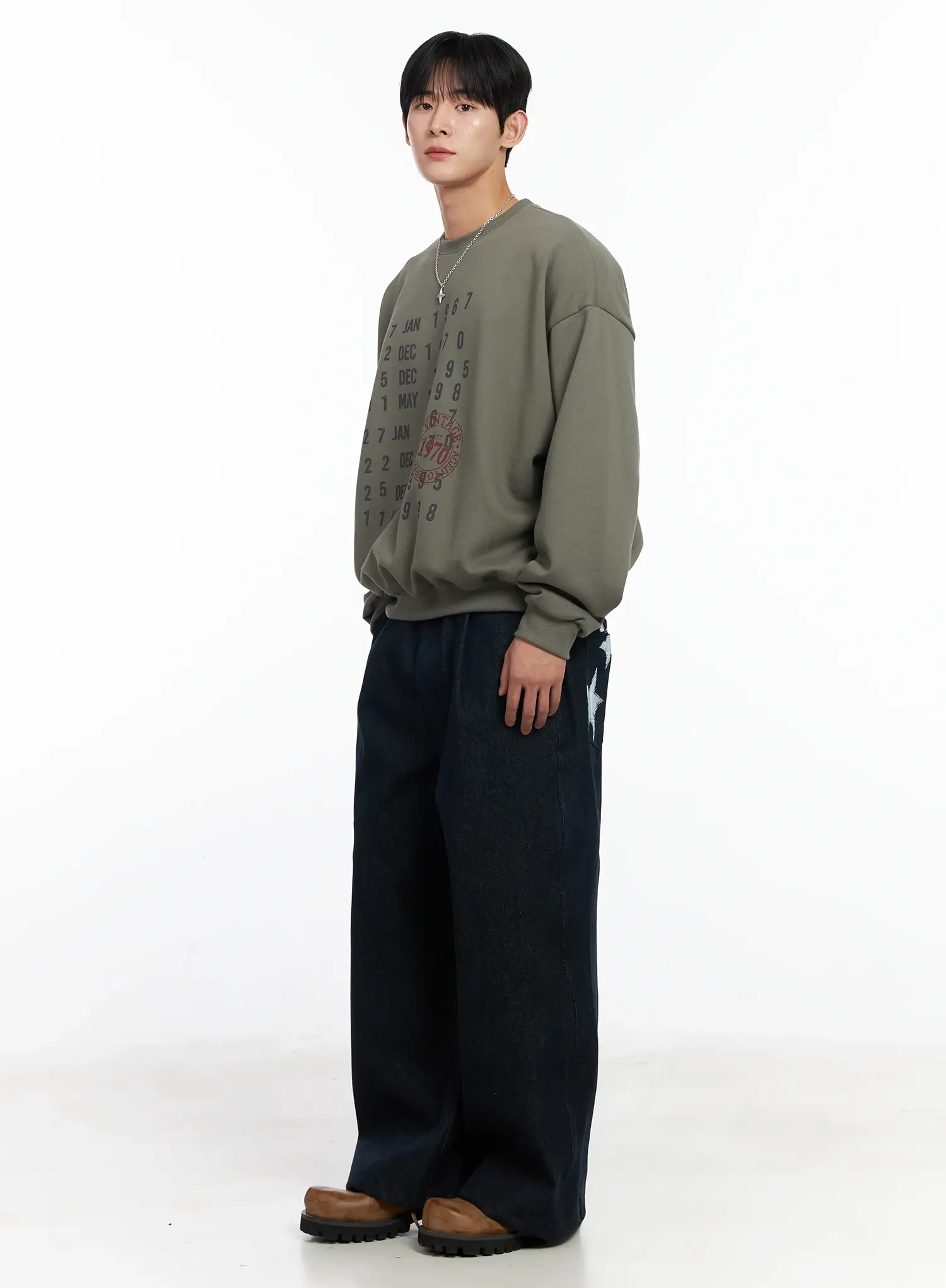 Men's Vintage Date Print Sweatshirt IJ521 - Image 8
