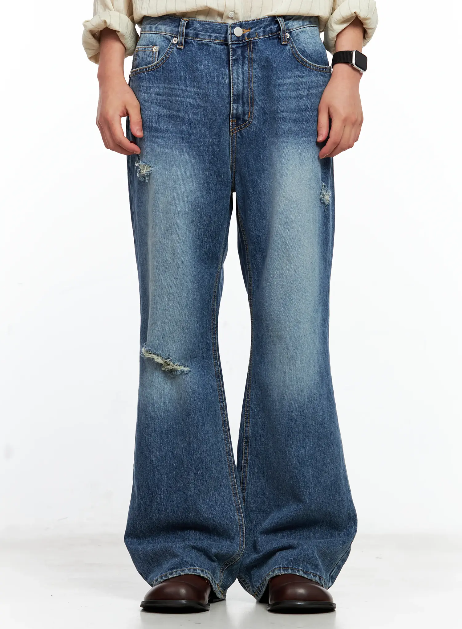 Men's Vintage Distressed Flare Jeans IL514
