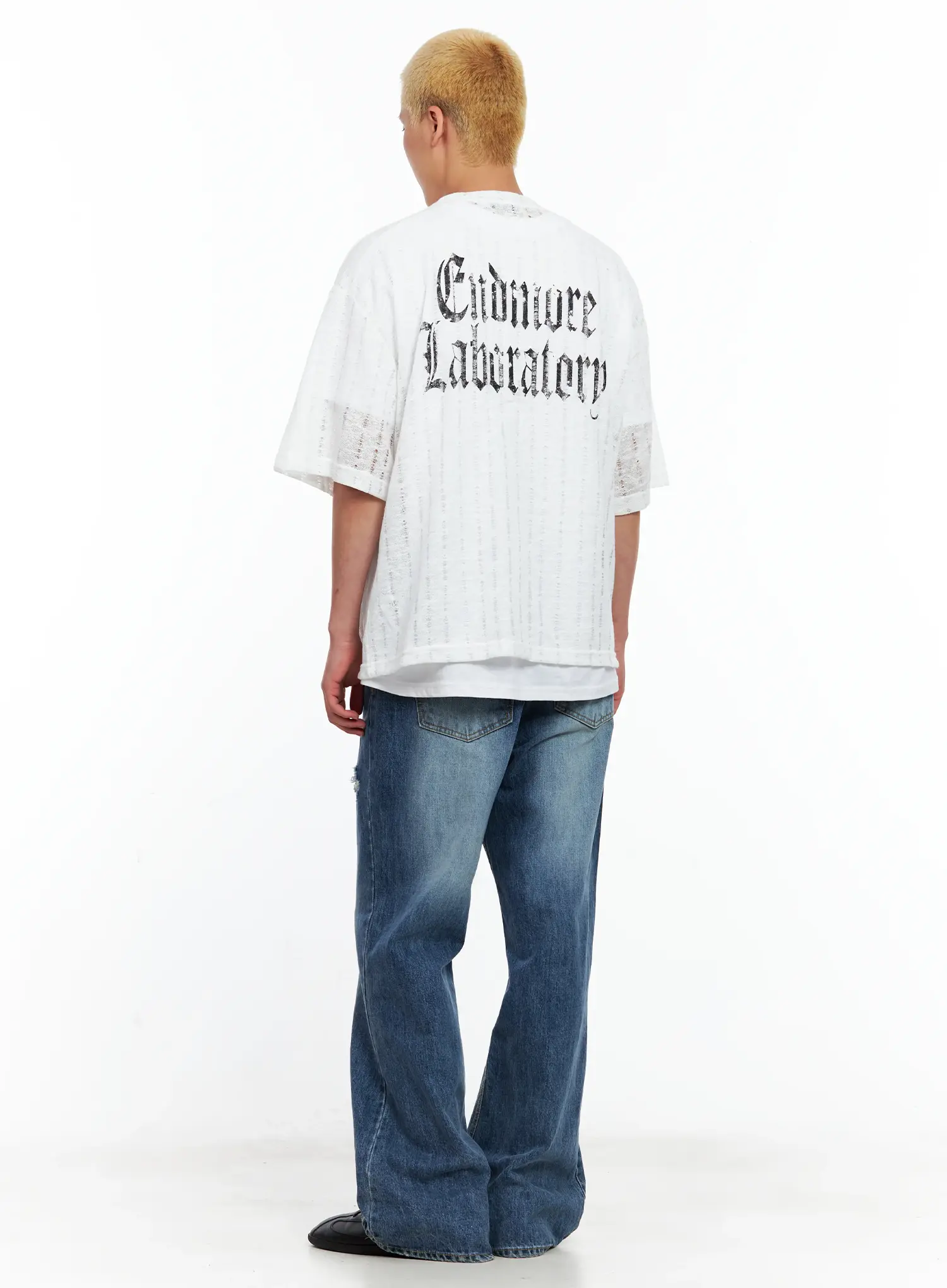 Men's Vintage Distressed Flare Jeans IL514 - Image 10