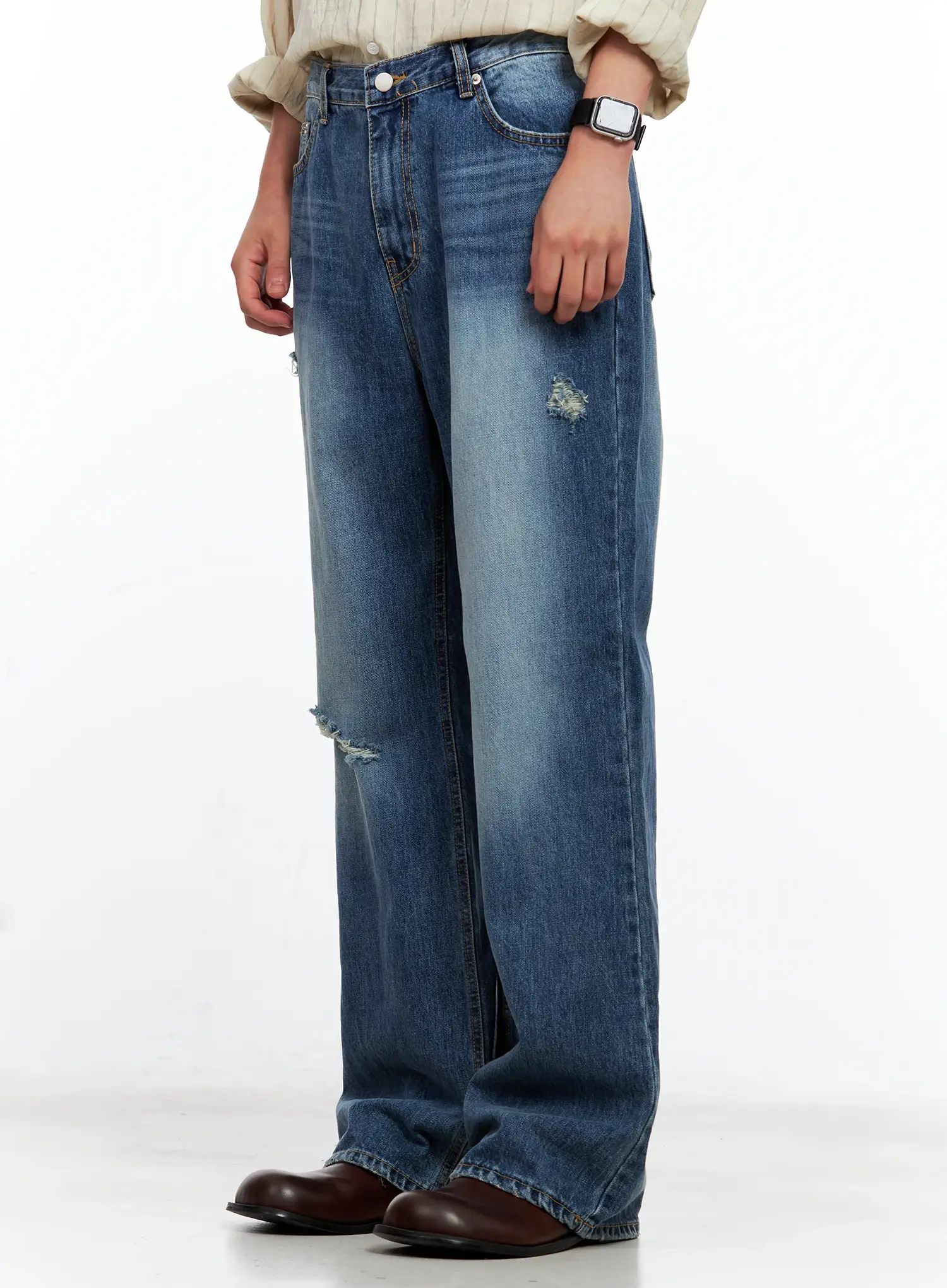 Men's Vintage Distressed Flare Jeans IL514 - Image 7