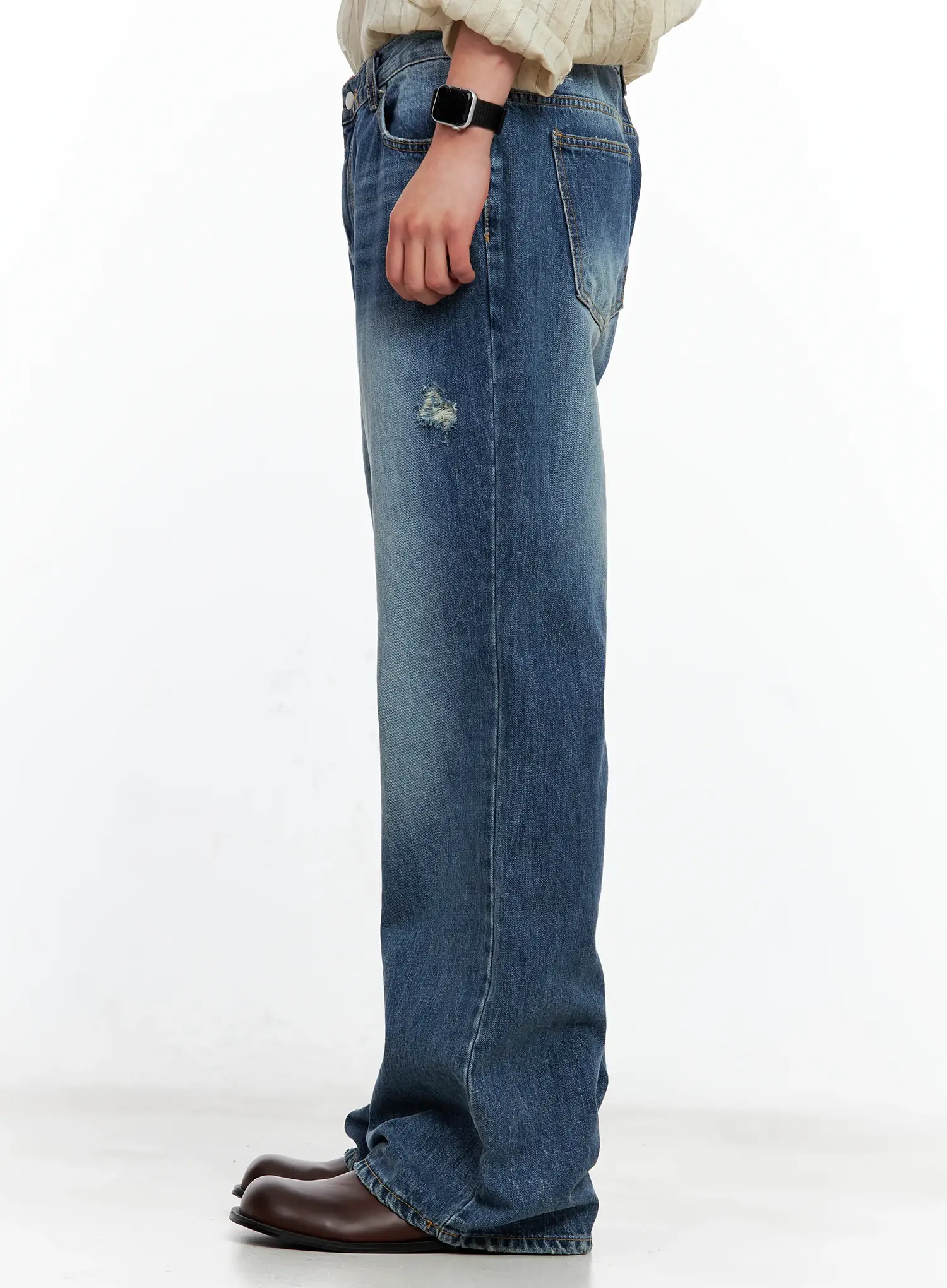 Men's Vintage Distressed Flare Jeans IL514 - Image 8