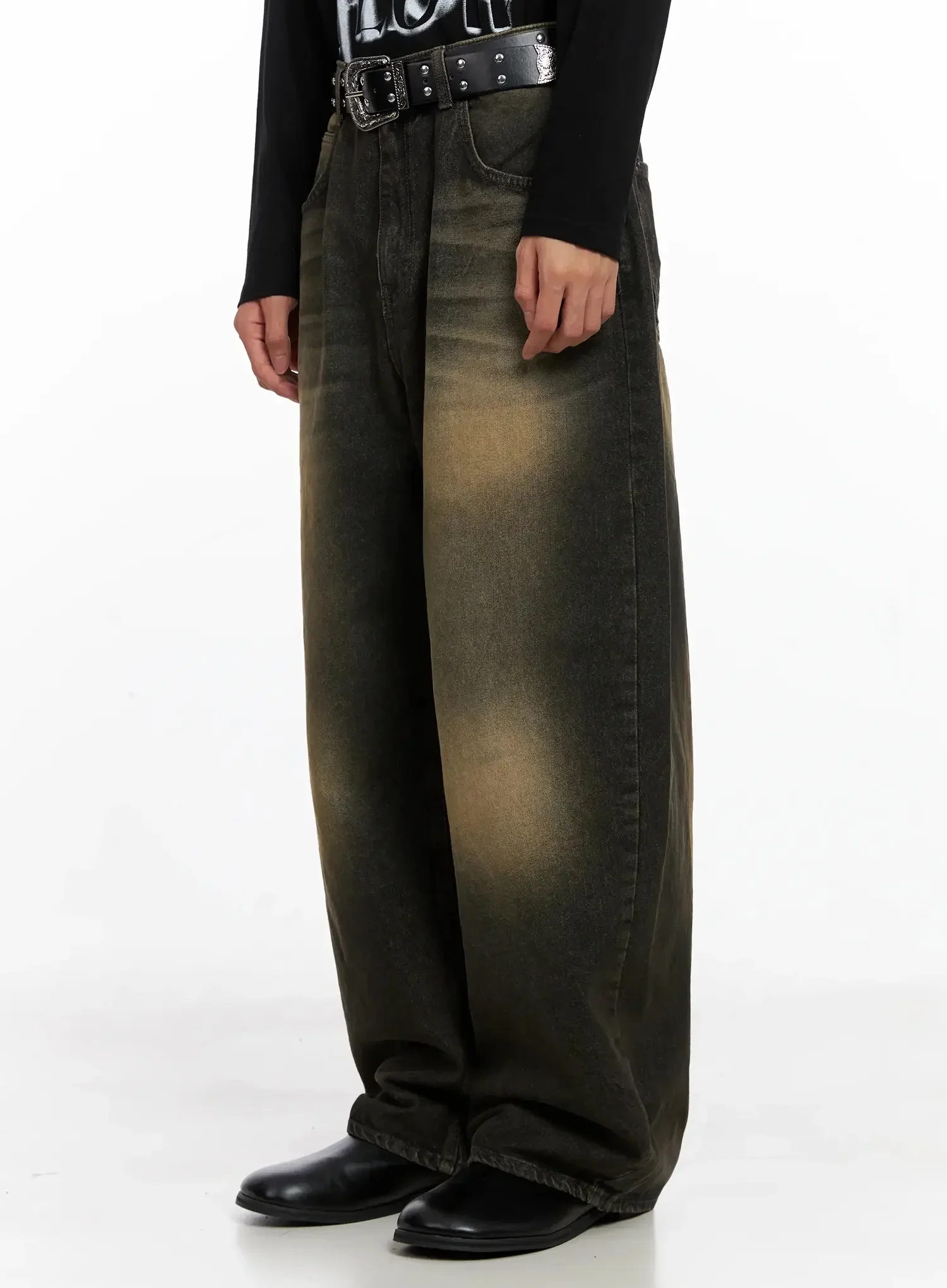 Men's Vintage Fade Wide-Leg Jeans IO516 - Image 5