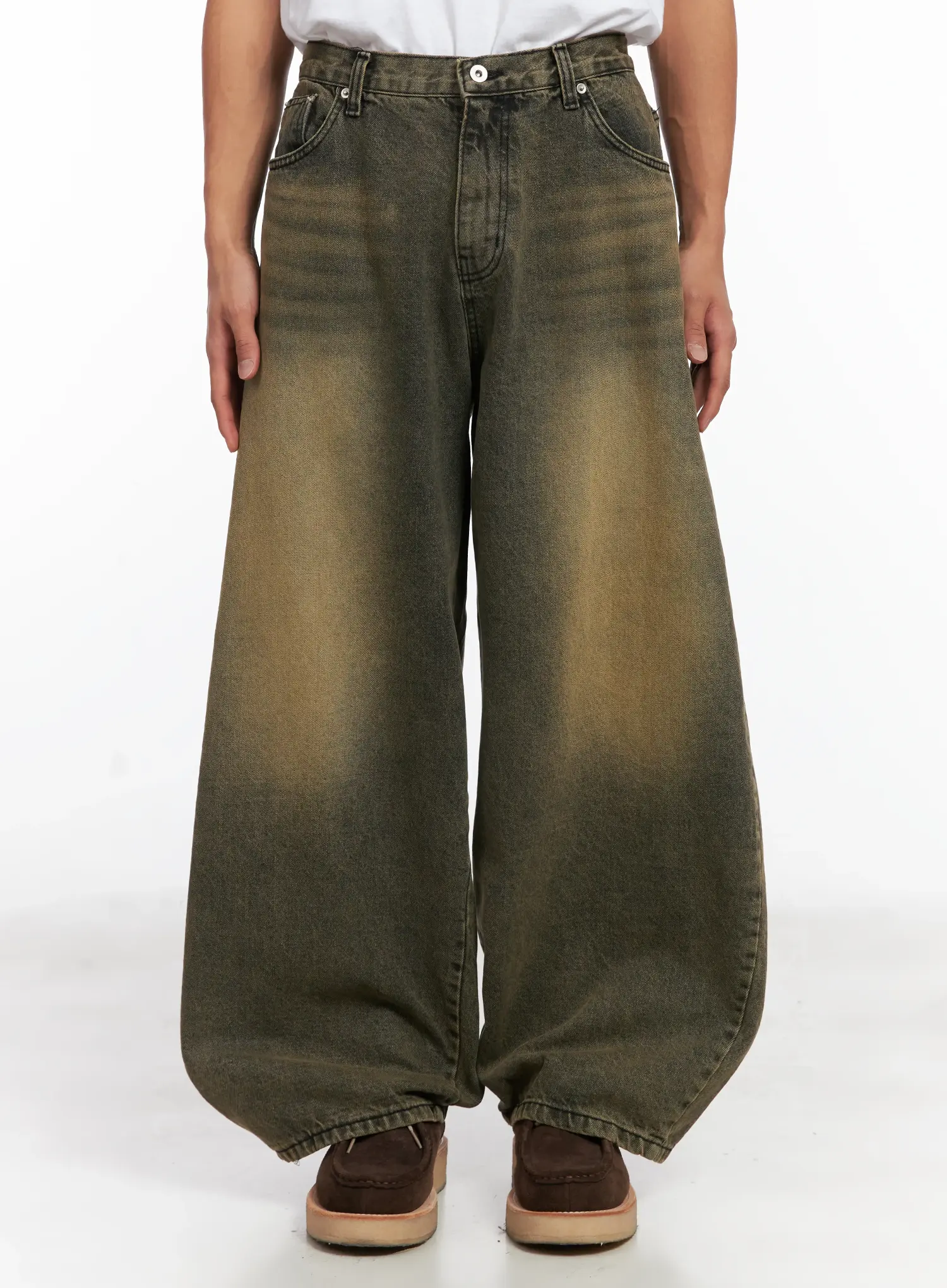 Men's Vintage Wash Wide Leg Jeans ID511