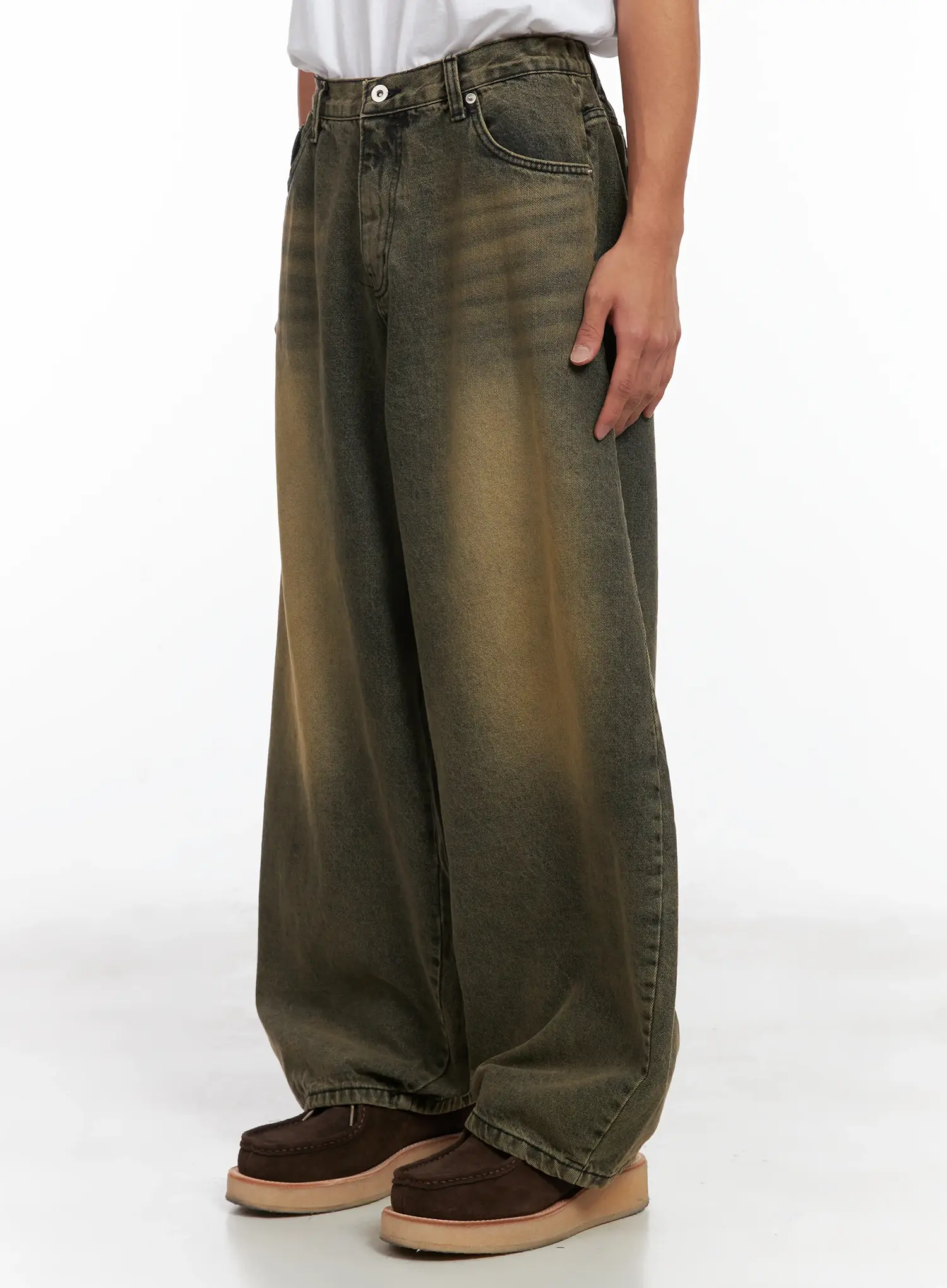 Men's Vintage Wash Wide Leg Jeans ID511 - Image 4