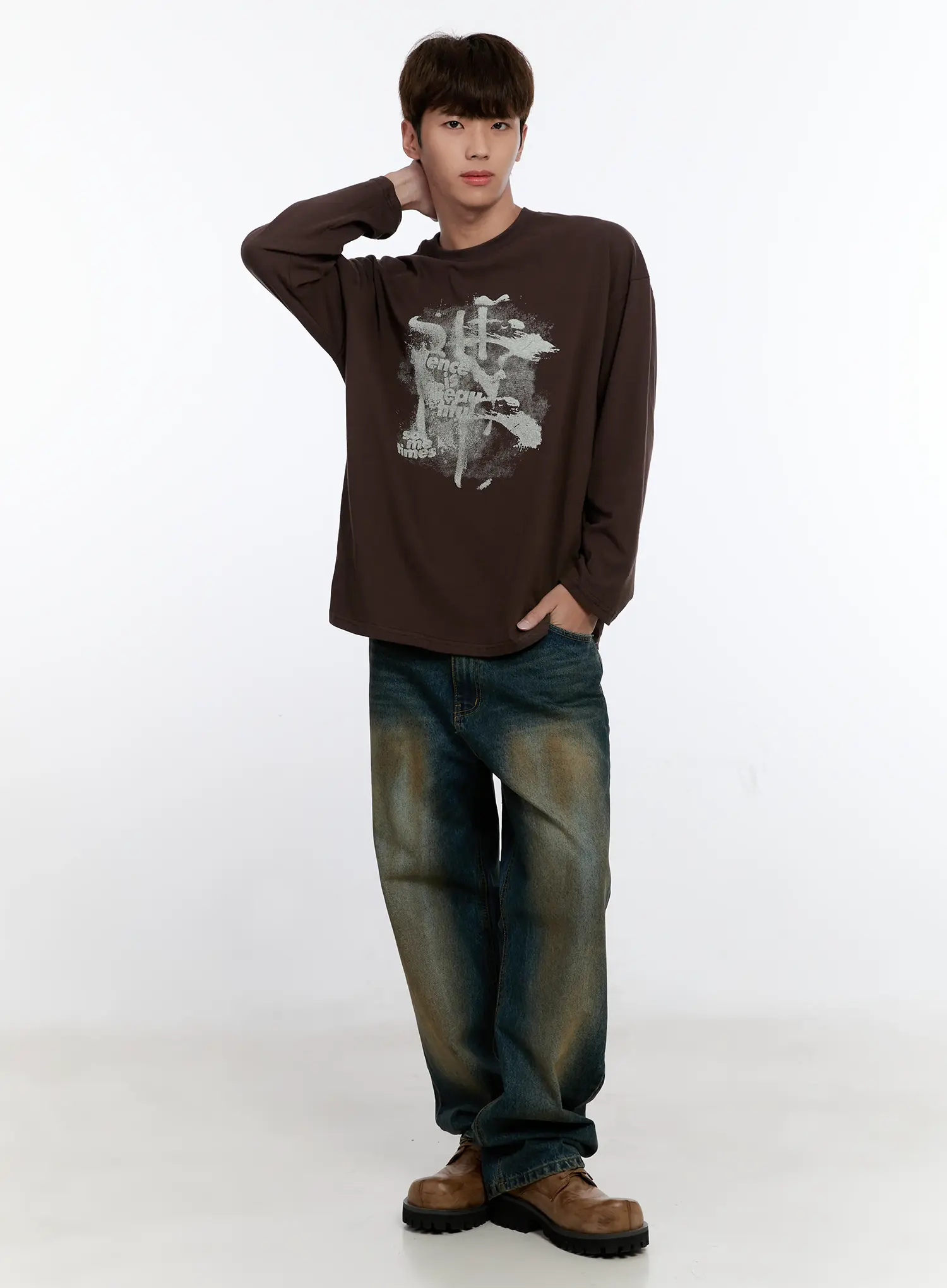 Men's Vintage Wash Wide Leg Jeans IS530 - Image 15