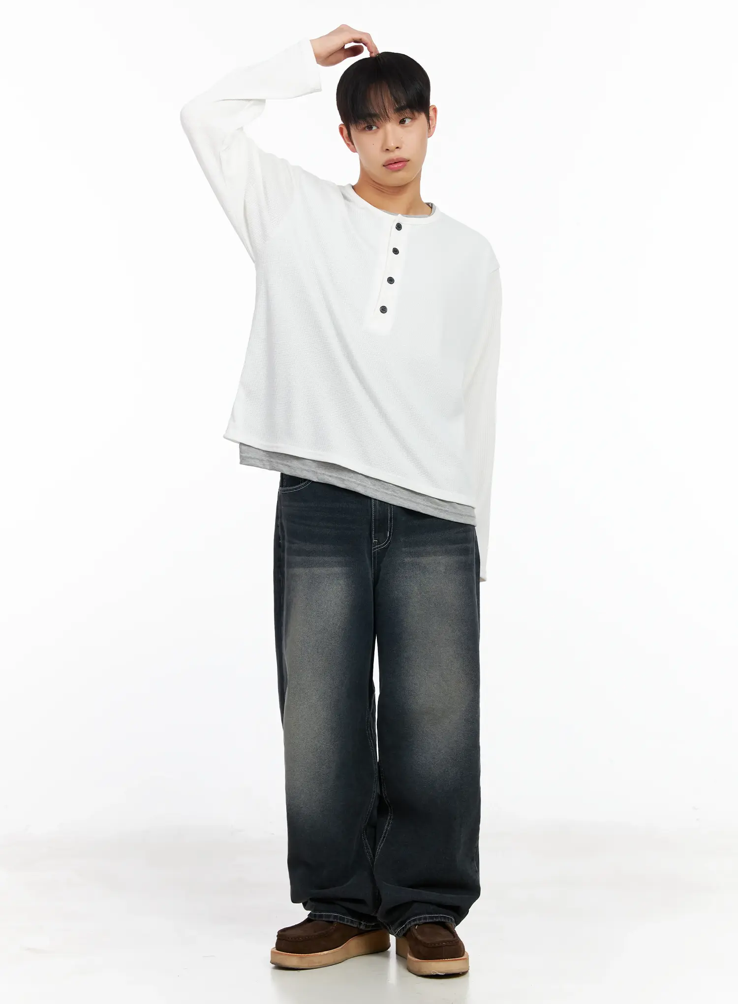 Men's Vintage Washed Baggy Jeans IM511 - Image 3