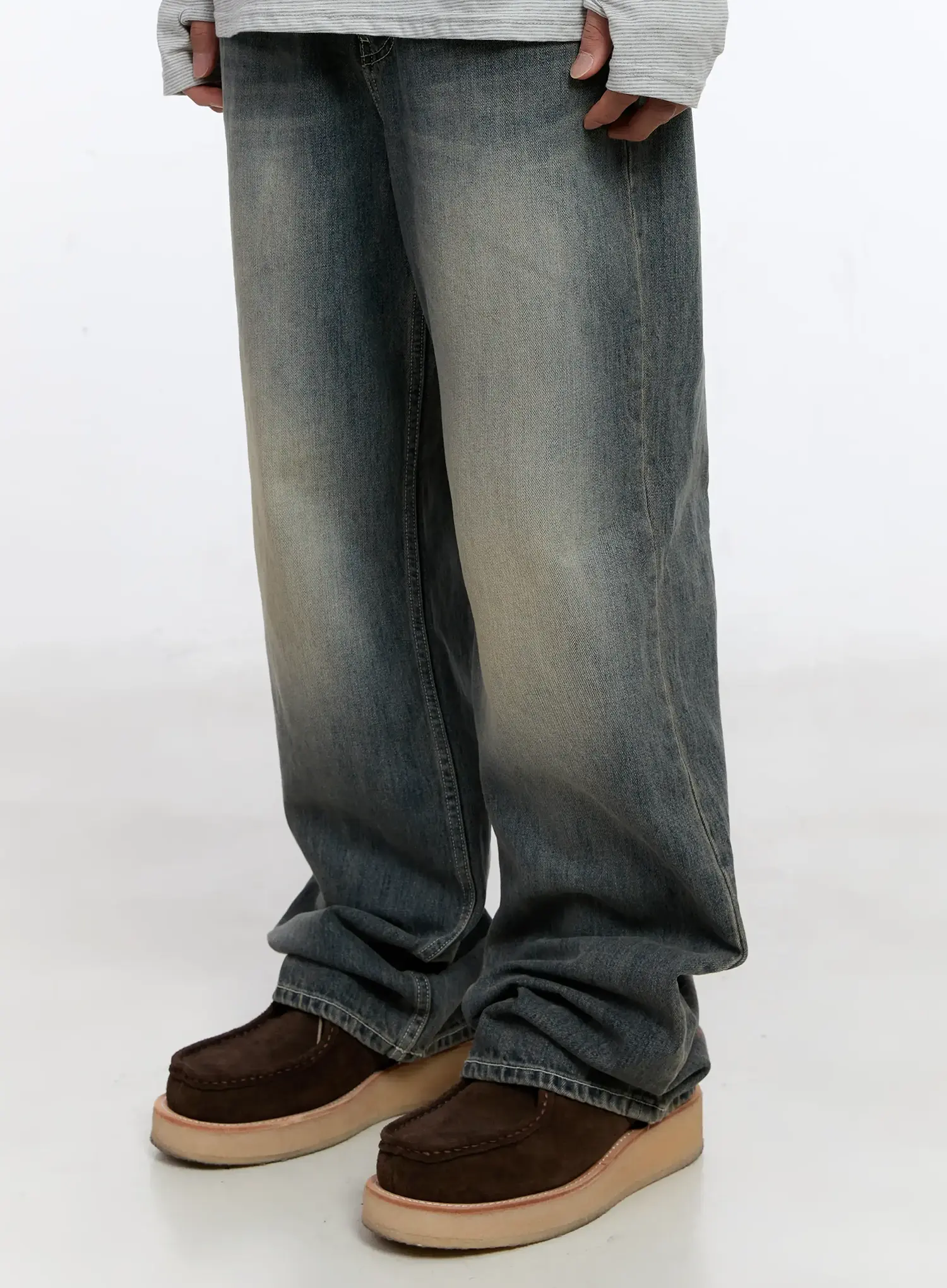 Men's Vintage Washed Denim Jeans IN512 - Image 4