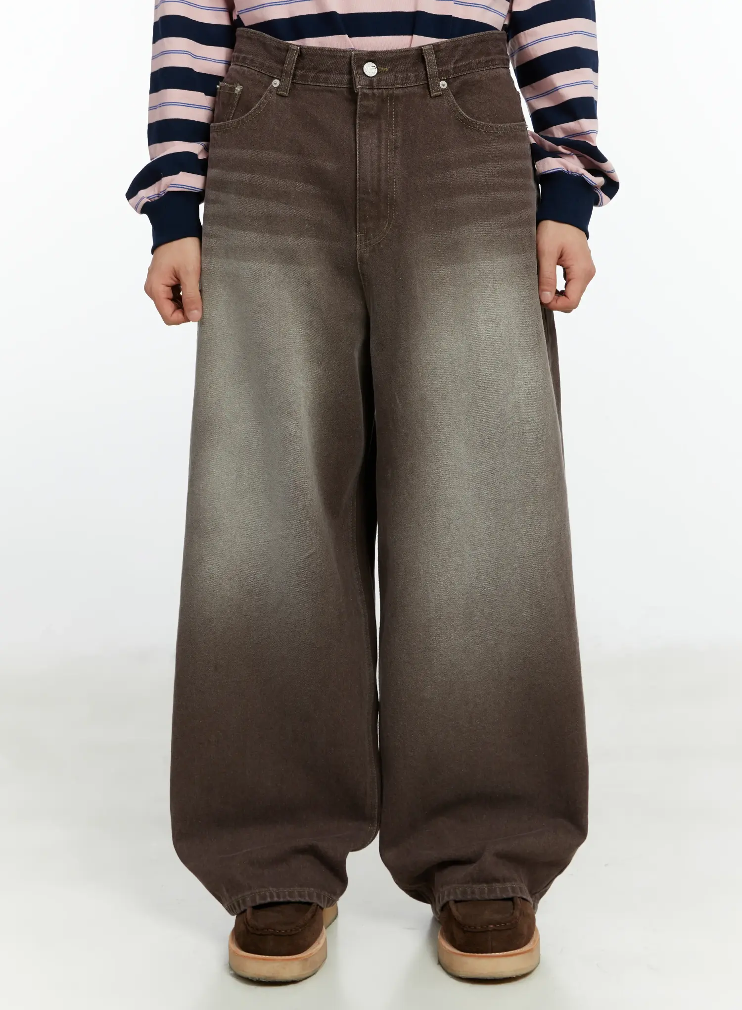 Men's Vintage Washed Wide Leg Jeans IF510