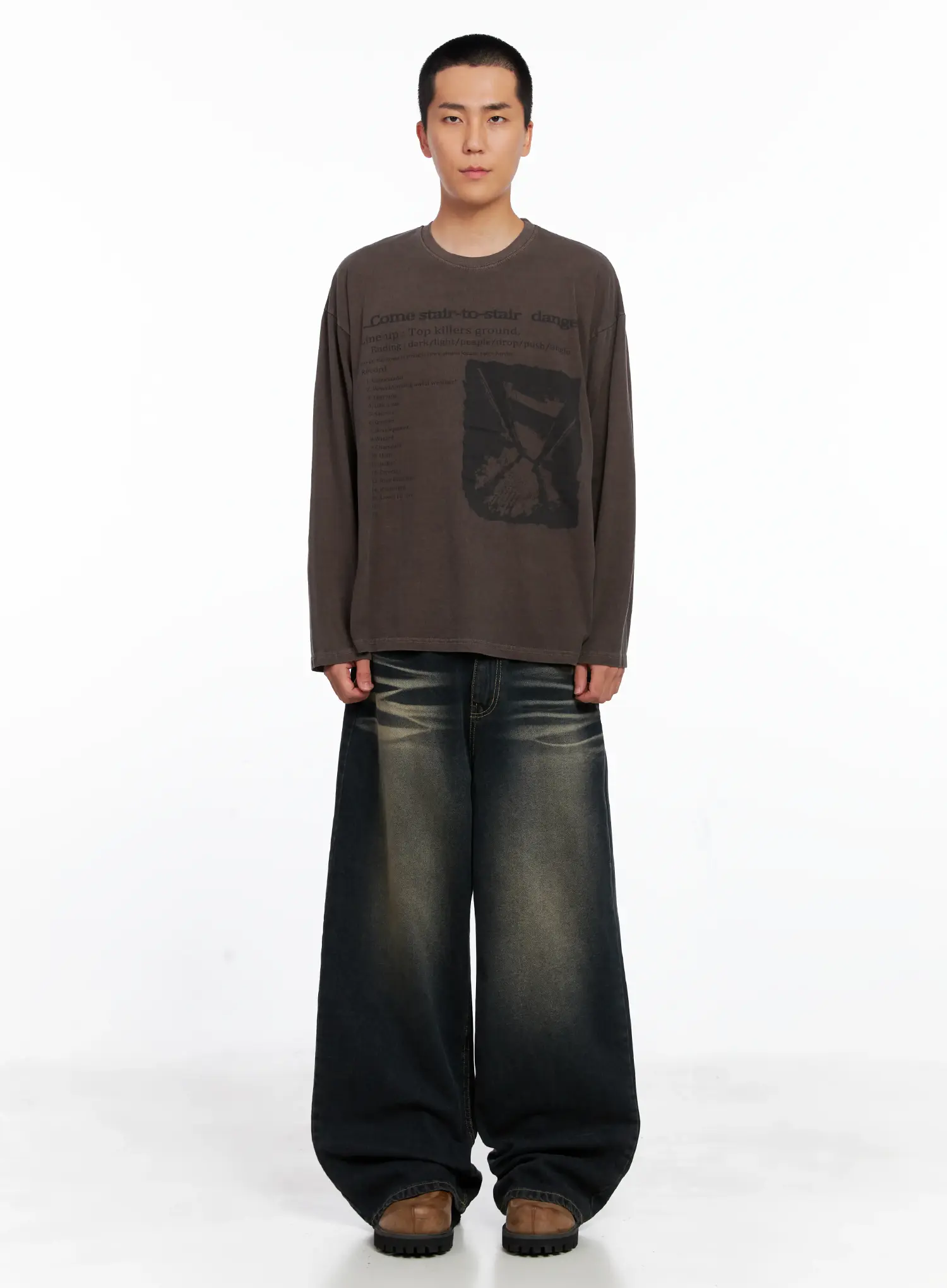 Men's Vintage Washed Wide-Leg Jeans IS509 - Image 3