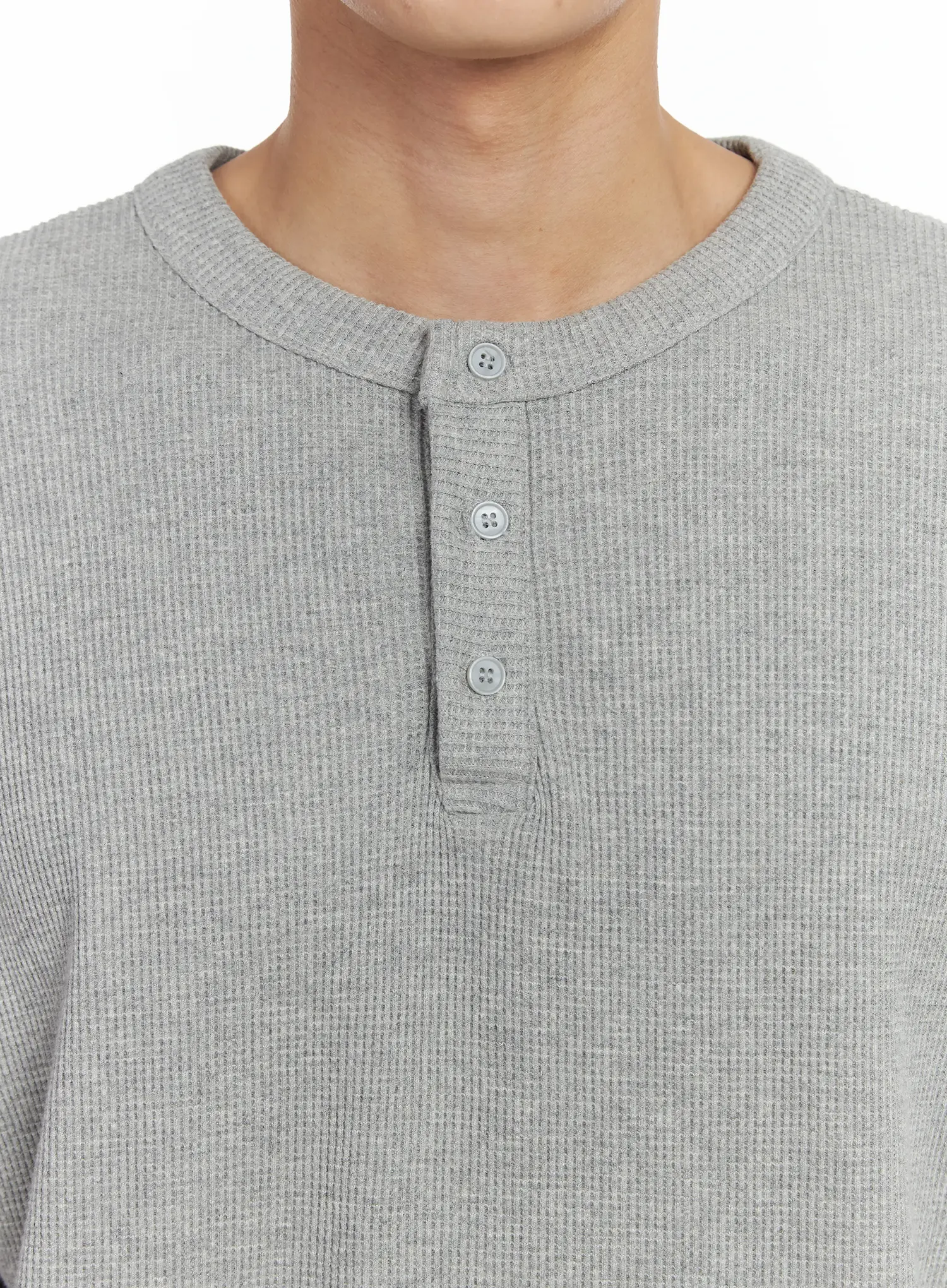 Men's Waffle Henley Long Sleeve Shirt IF517 - Image 11