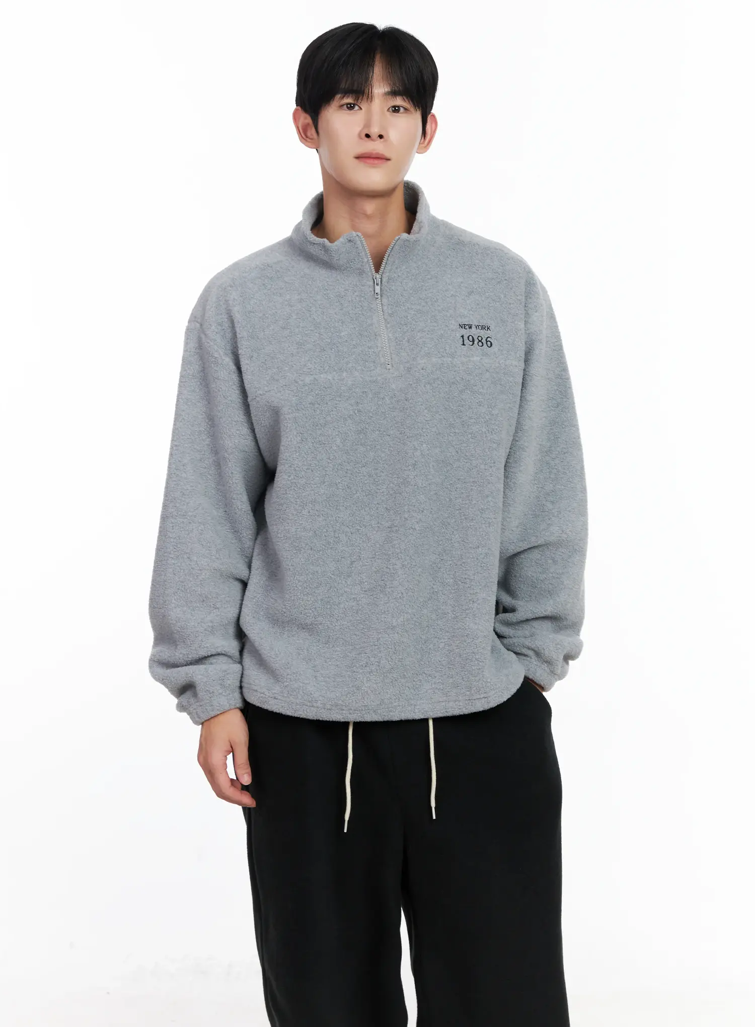 Men's Warm Fleece Quarter-Zip Sweatshirt IJ521 - Image 6