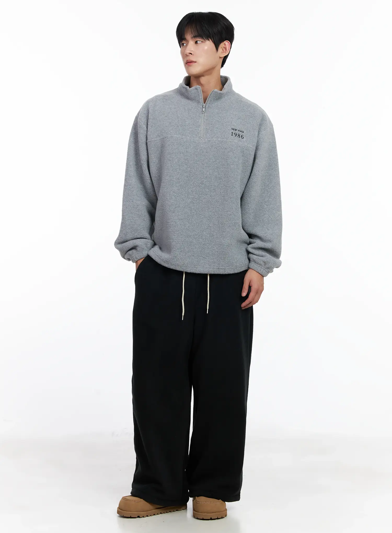 Men's Warm Fleece Quarter-Zip Sweatshirt IJ521 - Image 7