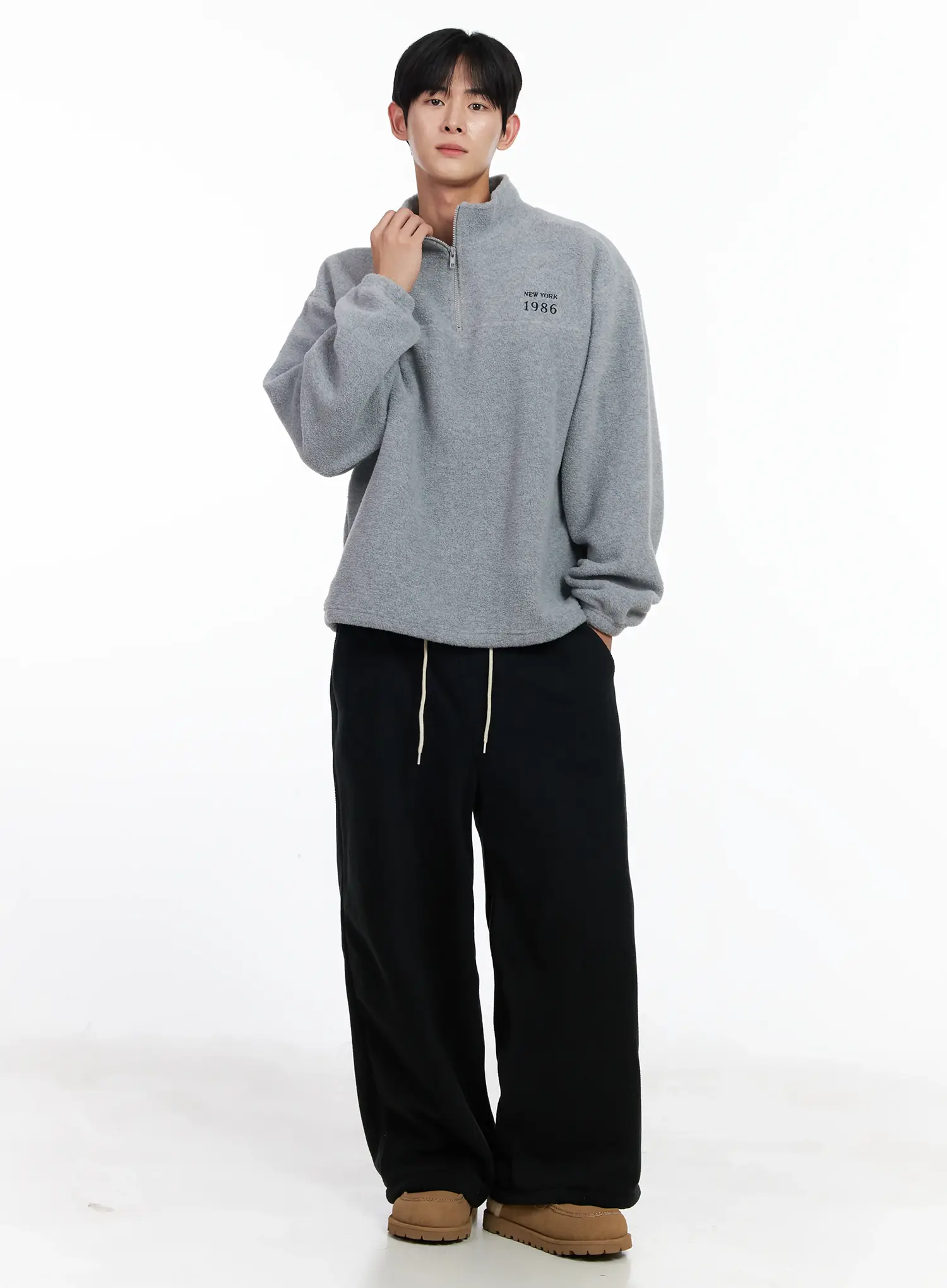 Men's Warm Fleece Quarter-Zip Sweatshirt IJ521 - Image 8