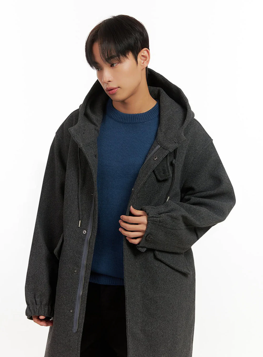 Men's Warm Wool Zip-Up Hooded Coat ID413 - Image 2
