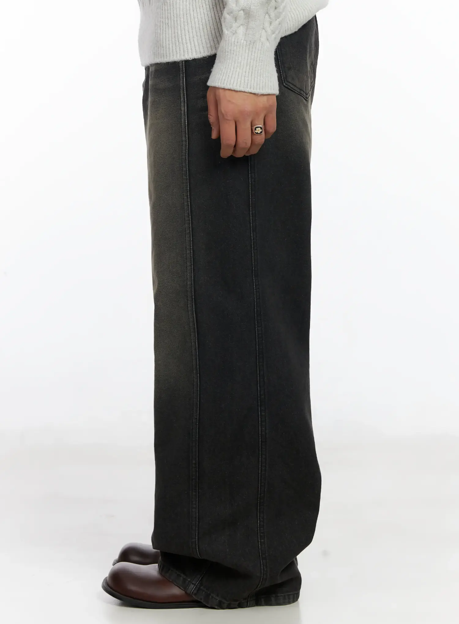 Men's Washed Baggy Jeans IF503 - Image 2