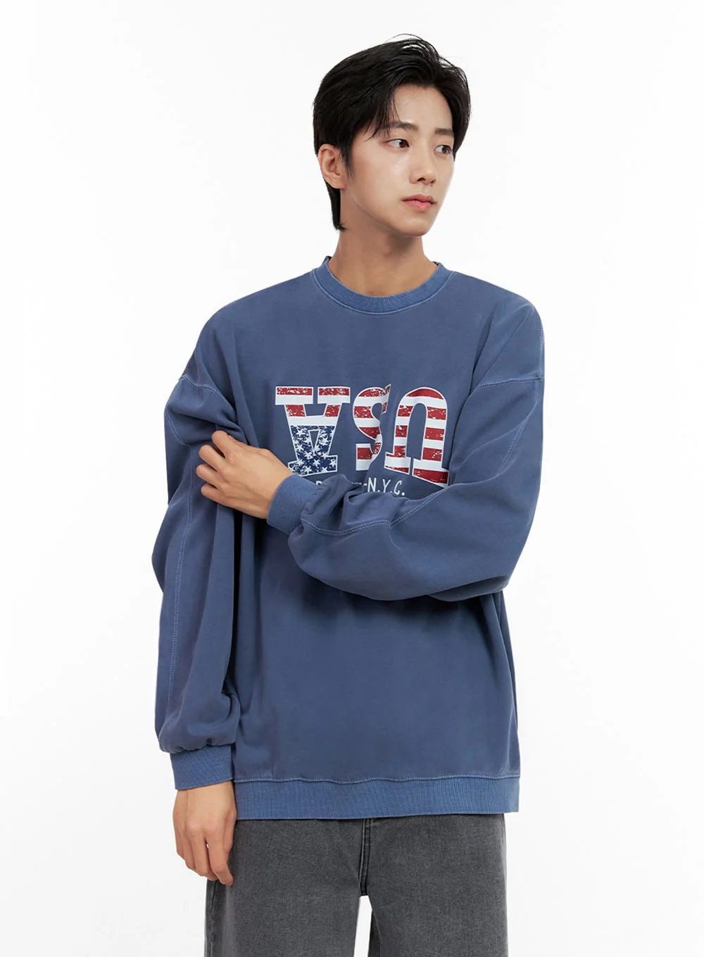 Men's Washed Graphic Sweatshirt IN401 - Image 3