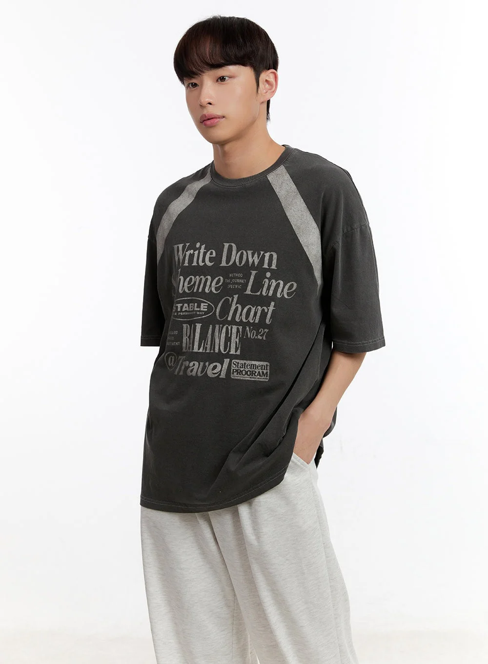Men's Washed Graphic T-Shirt IA507 - Image 5