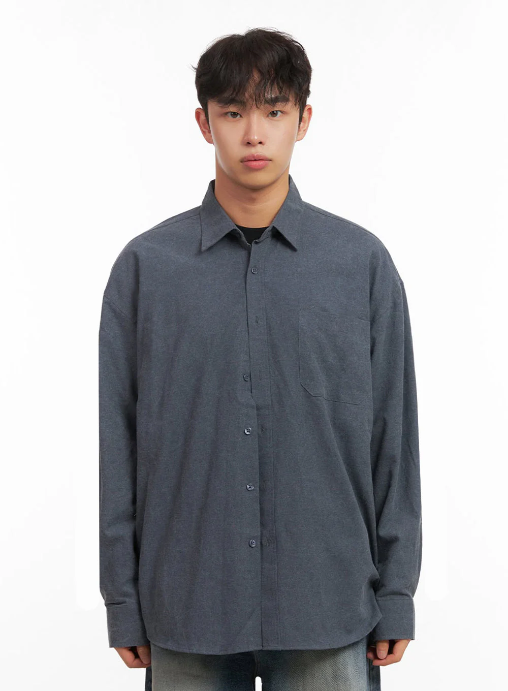 Men's Washed Oversized Collar Shirt ID427 - Image 12