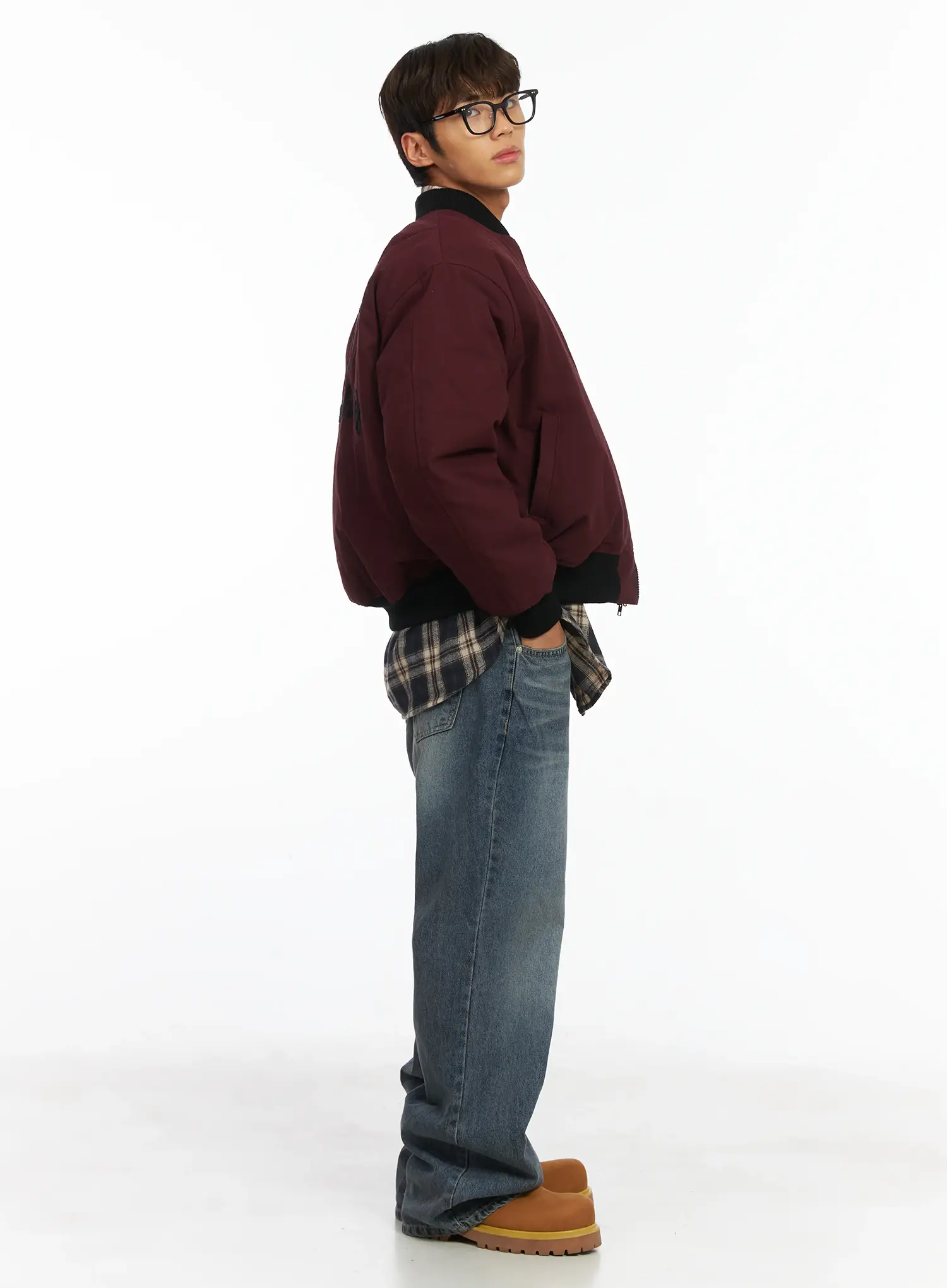 Men's Washed Semi-Flared Jeans IJ514 - Image 10