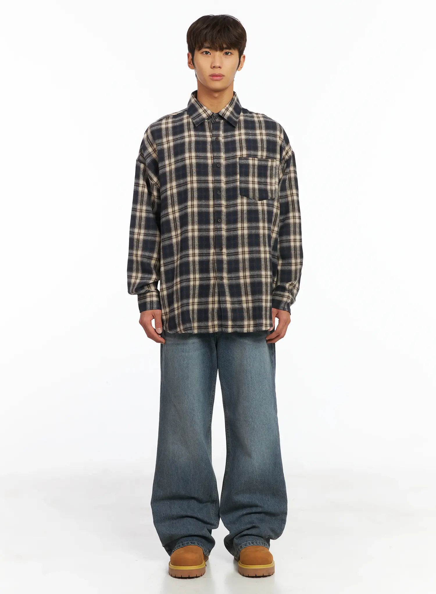 Men's Washed Semi-Flared Jeans IJ514 - Image 3