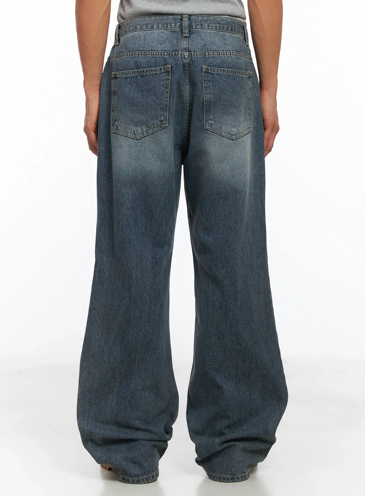 Men's Washed Semi-Flared Jeans IJ514 - Image 6
