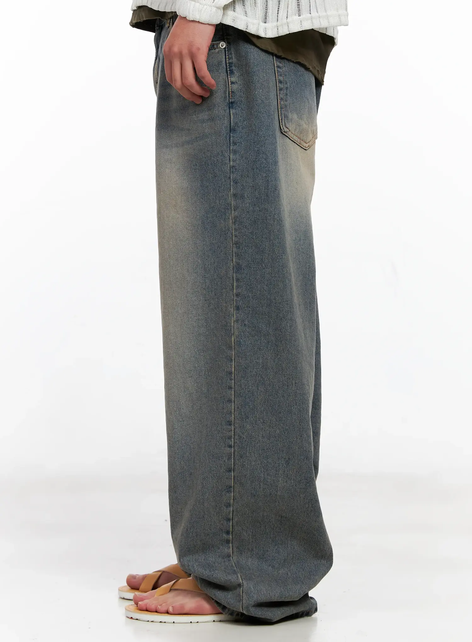 Men's Washed Vintage Denim Jeans IG511 - Image 5