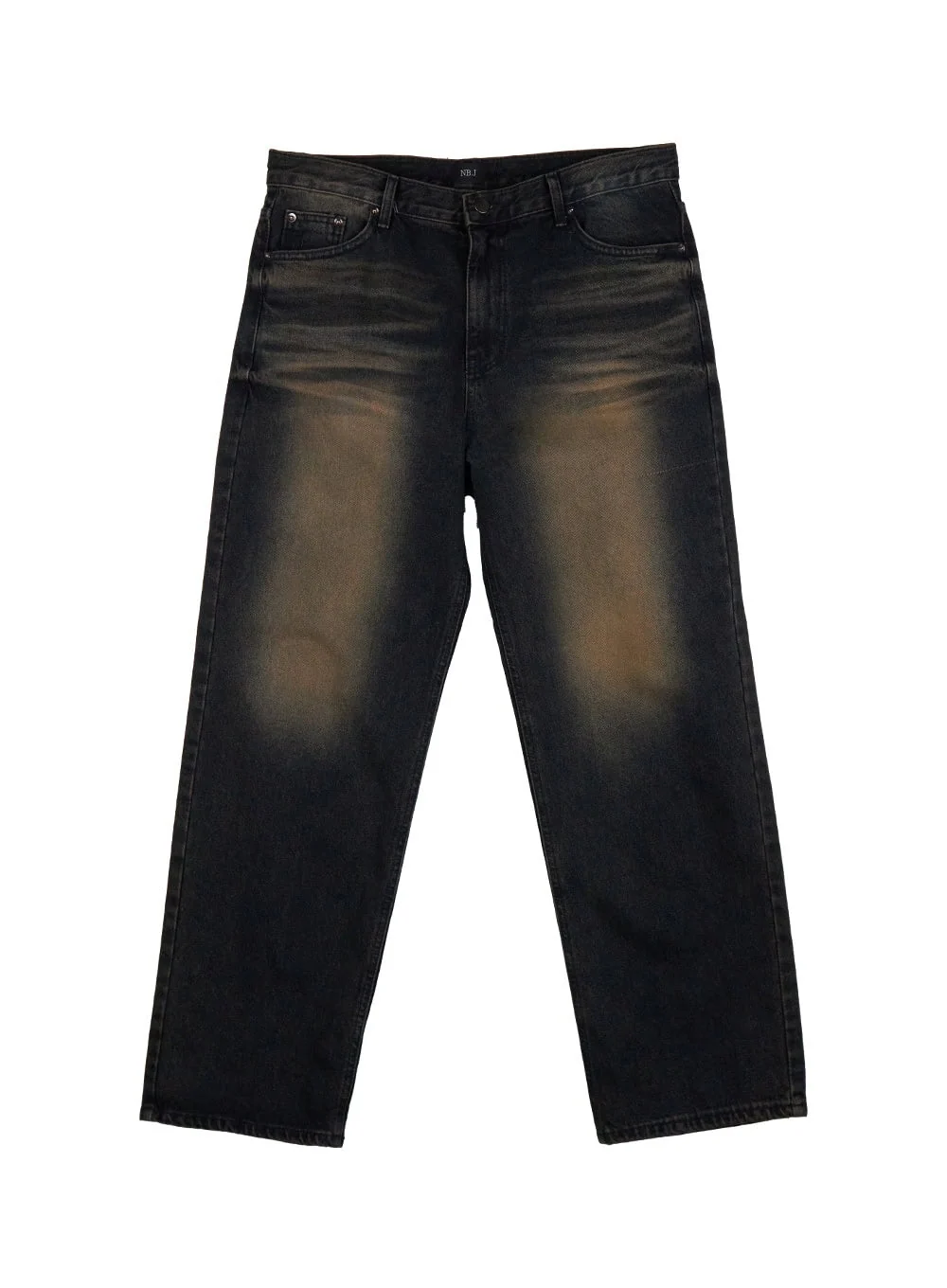 Men's Washed Vintage Wide-Fit Denim Jeans ID427 - Image 9