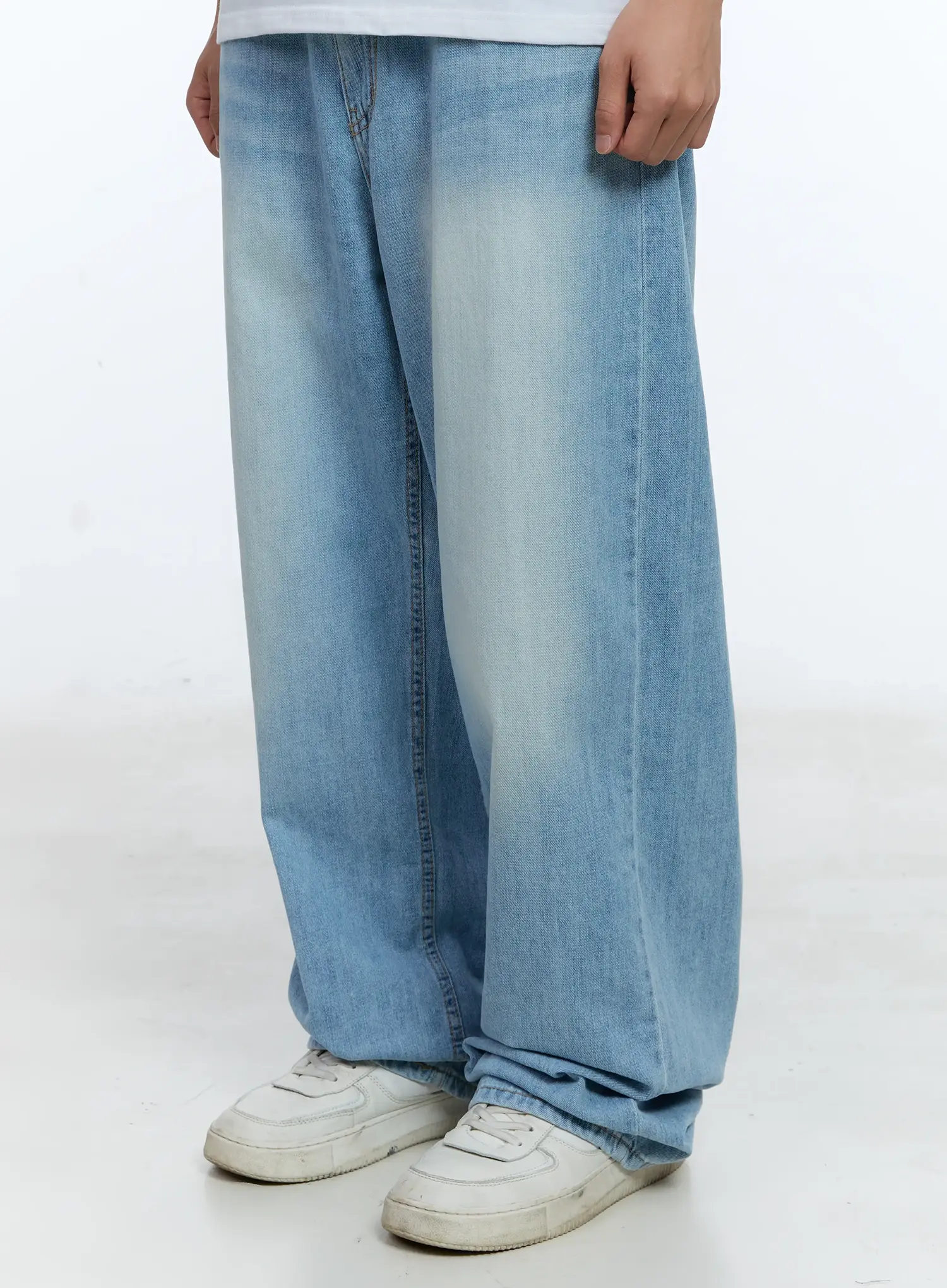 Men's Washed Wide Denim Pants IL517 - Image 6