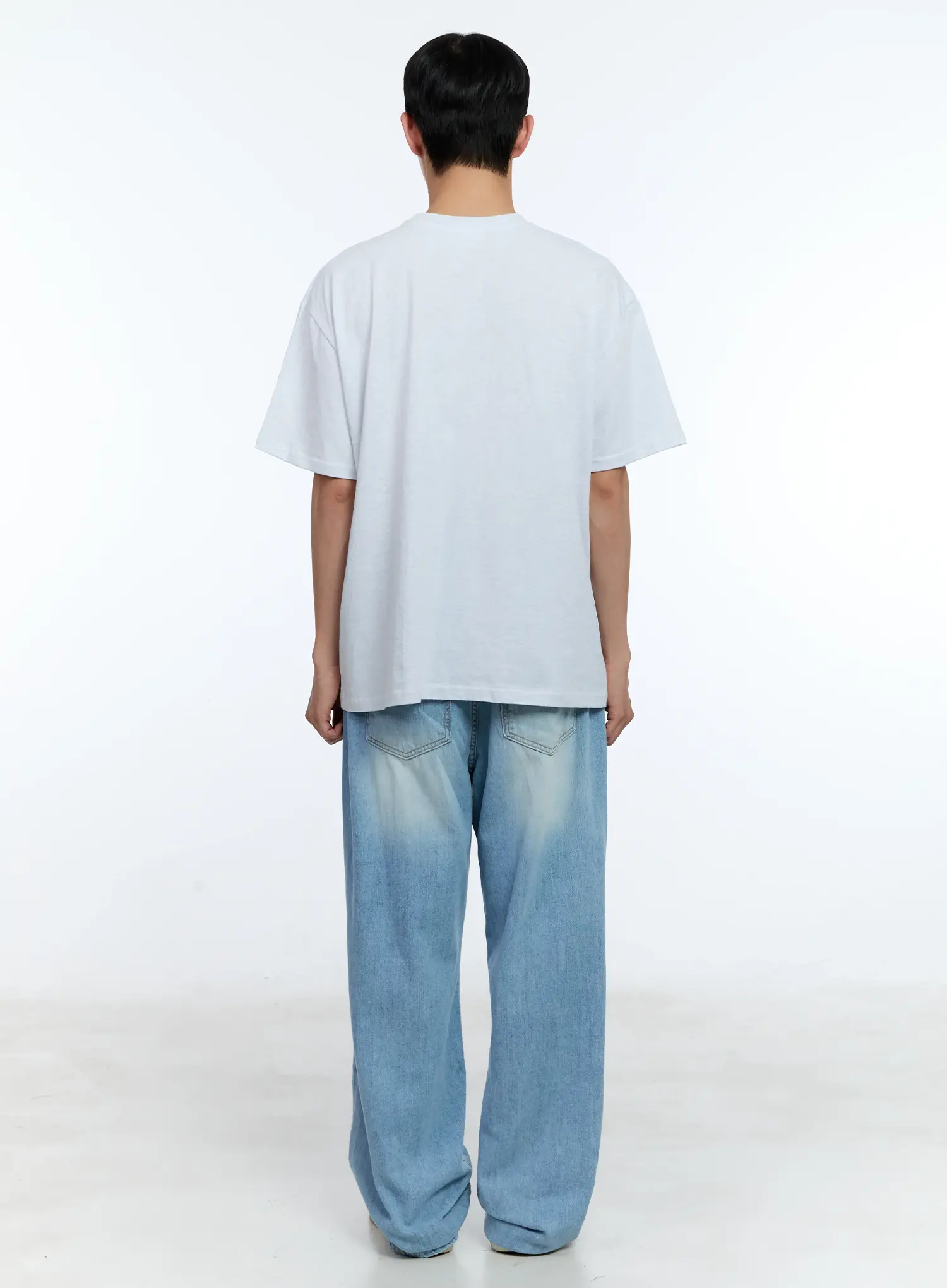 Men's Washed Wide Denim Pants IL517 - Image 9