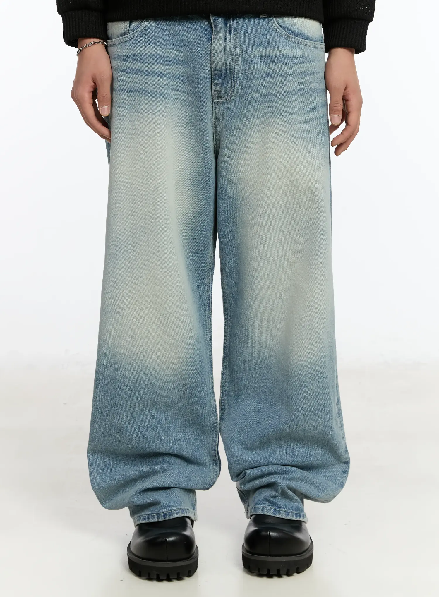 Men's Washed Wide-Fit Baggy Jeans IM503