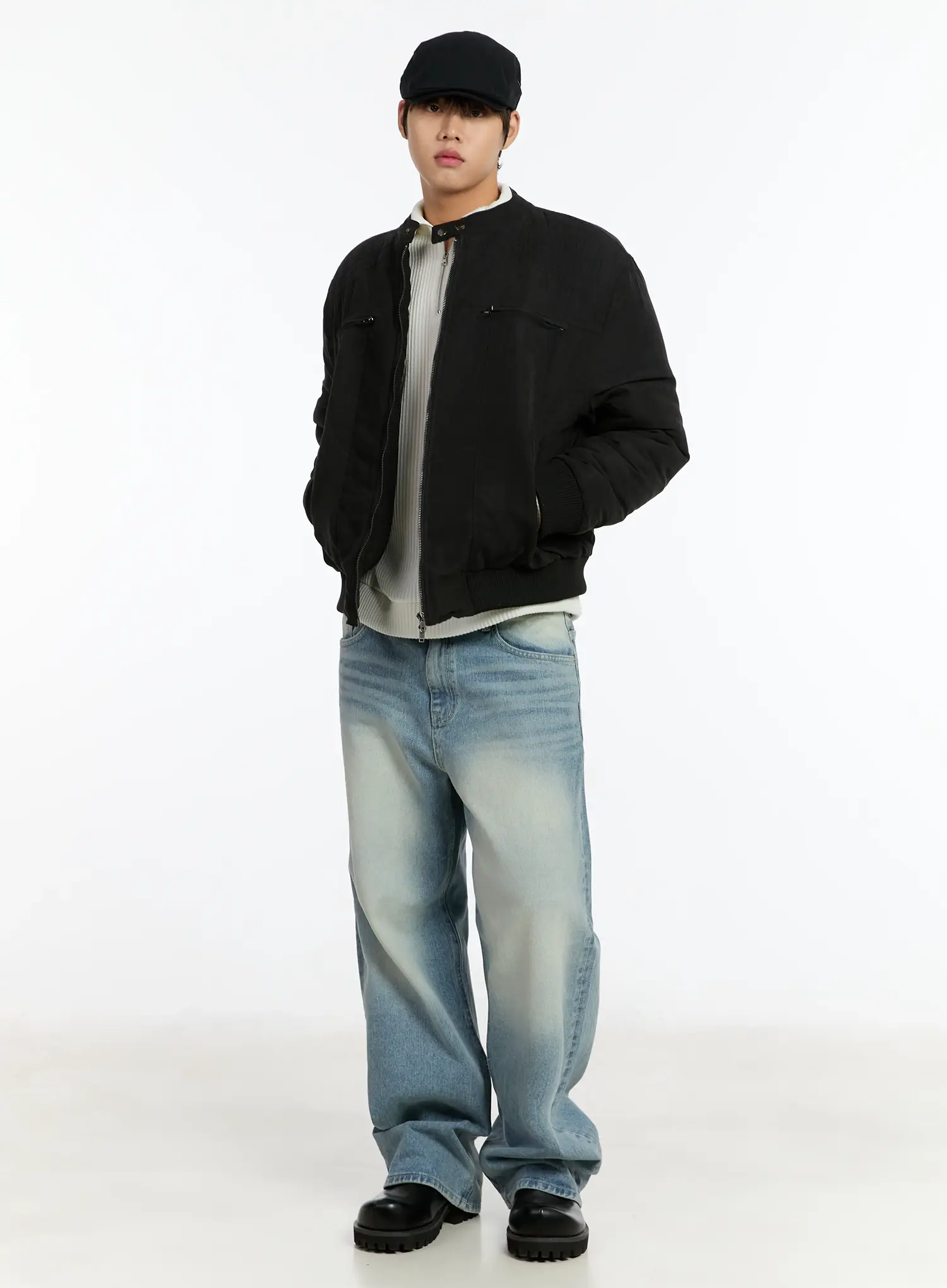 Men's Washed Wide-Fit Baggy Jeans IM503 - Image 2