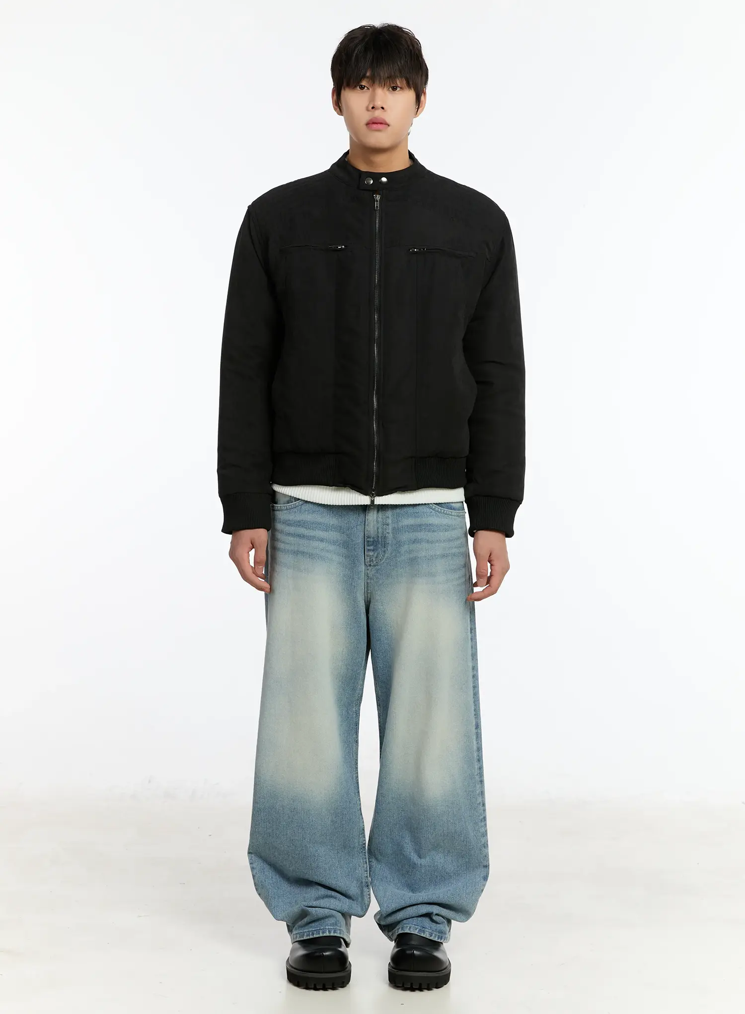 Men's Washed Wide-Fit Baggy Jeans IM503 - Image 3