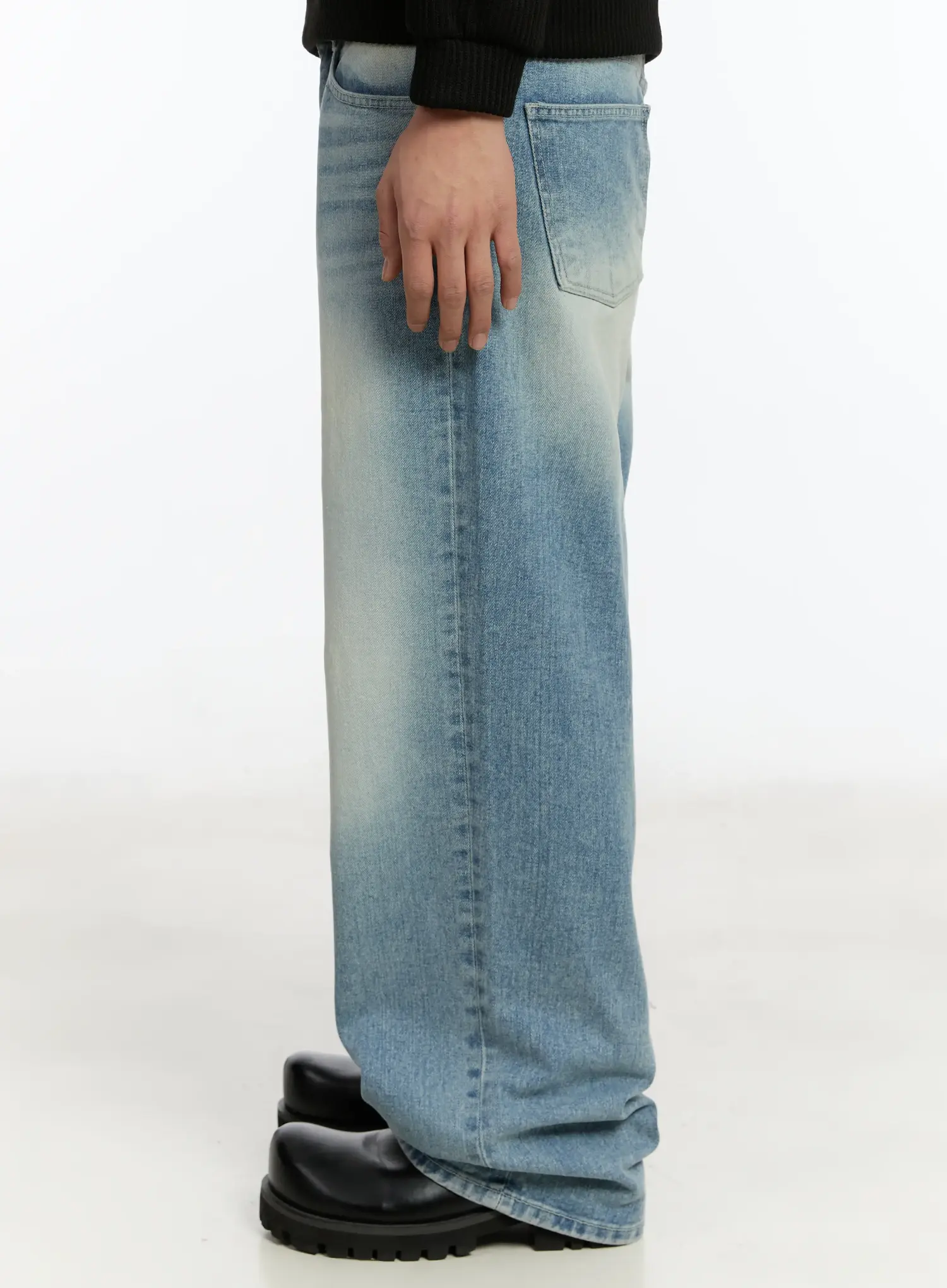 Men's Washed Wide-Fit Baggy Jeans IM503 - Image 5